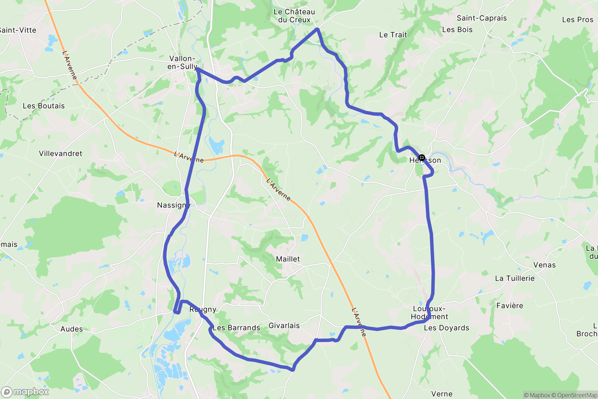Hérisson : carte du parcours de randonnée - France