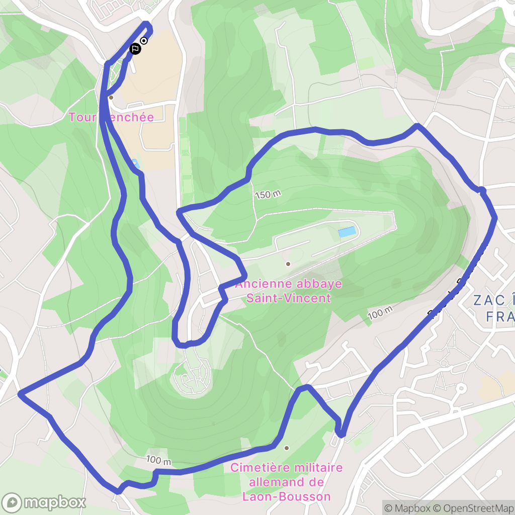 Laon : carte du parcours de randonnée - France