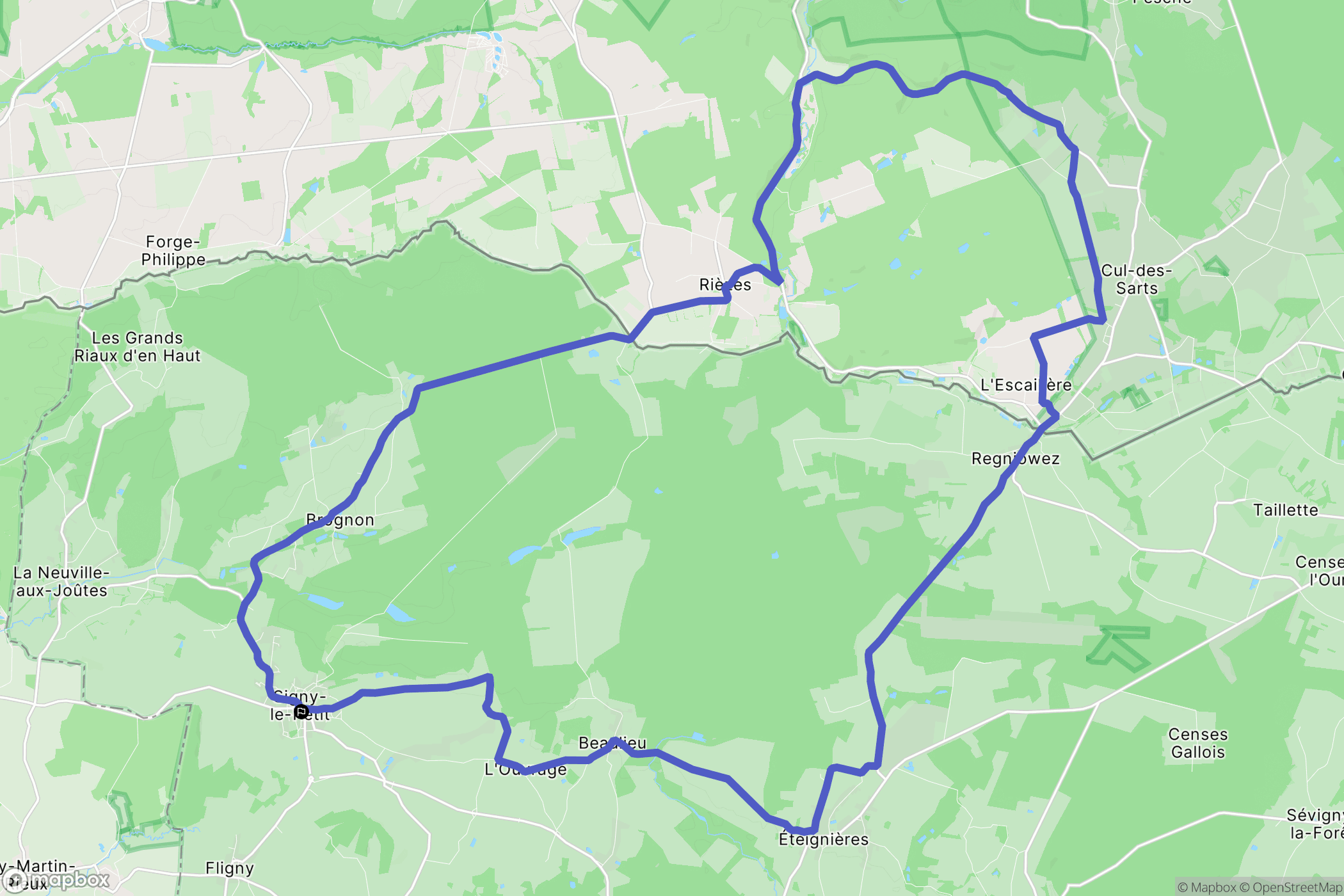 Signy-le-Petit : carte du parcours de randonnée - France