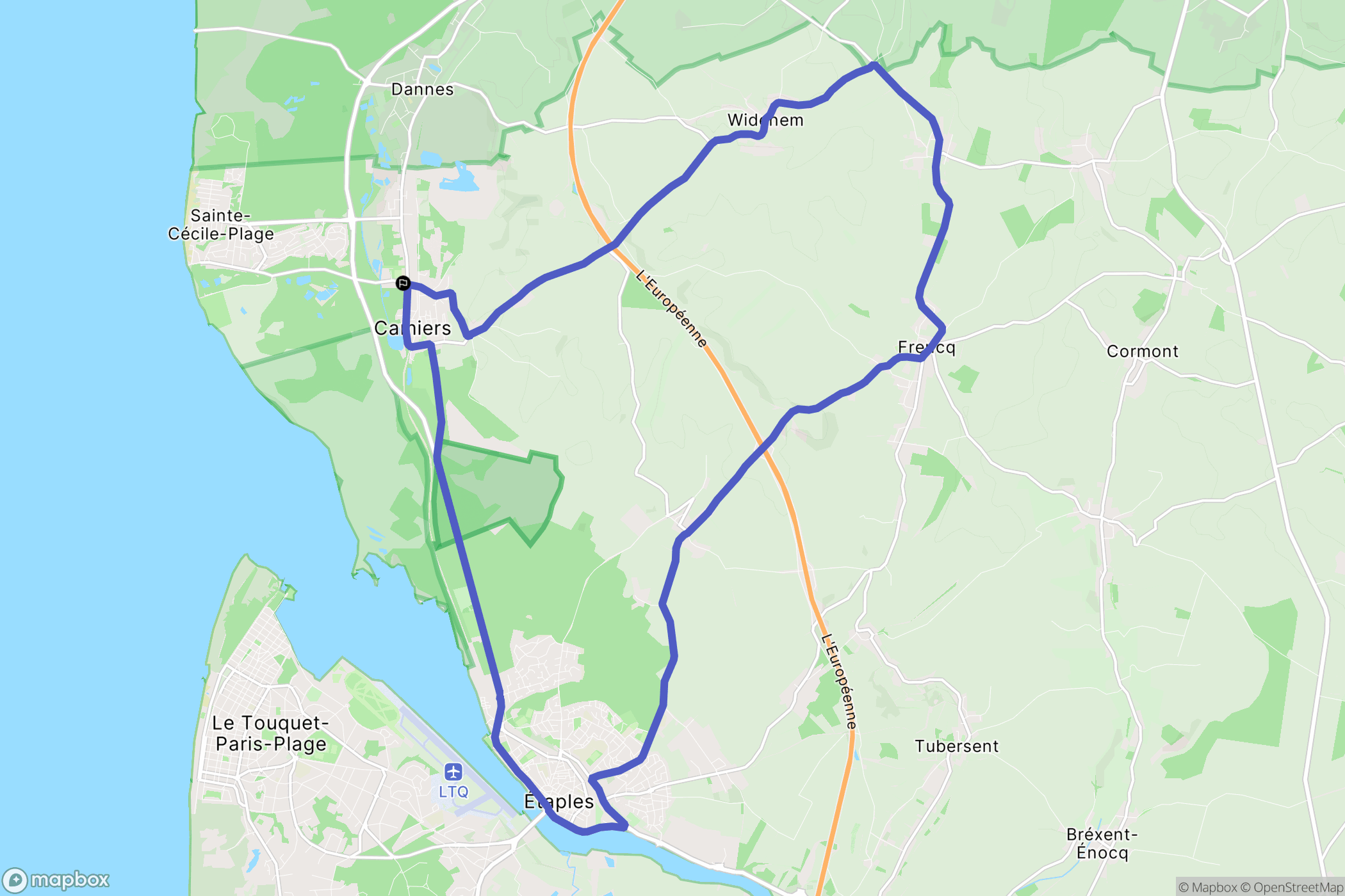 Camiers : carte du parcours de randonnée - France