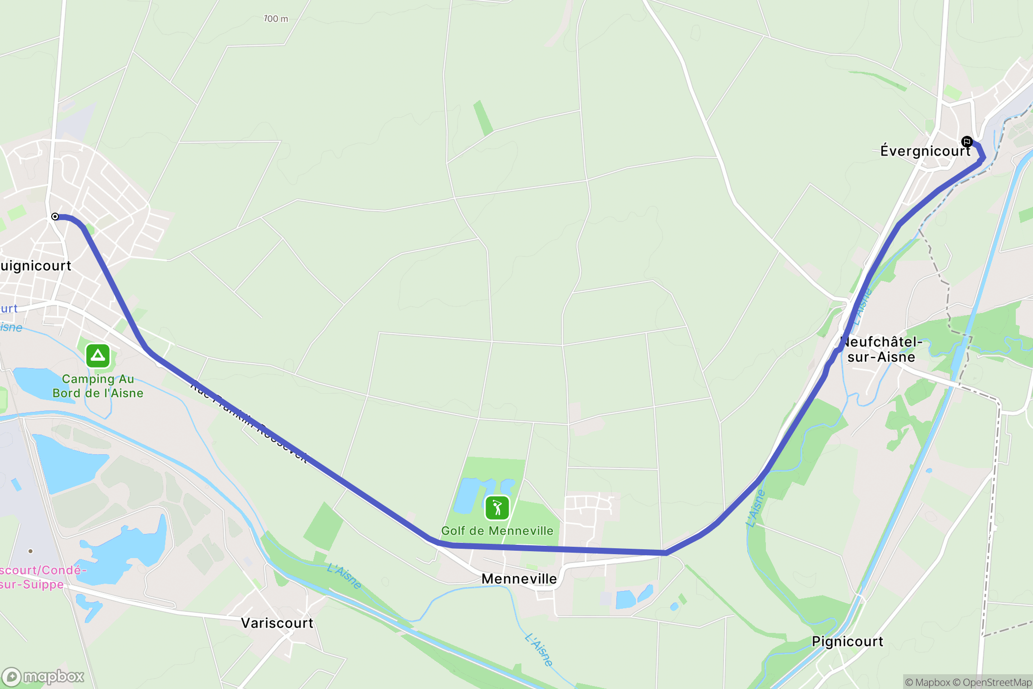 Villeneuve-sur-Aisne : carte du parcours de randonnée - France
