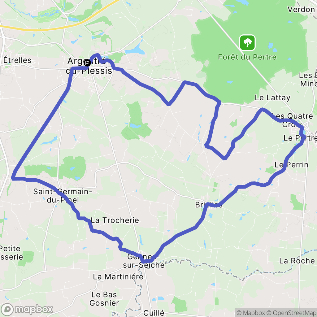 Argentré-du-Plessis : carte du parcours de randonnée - France