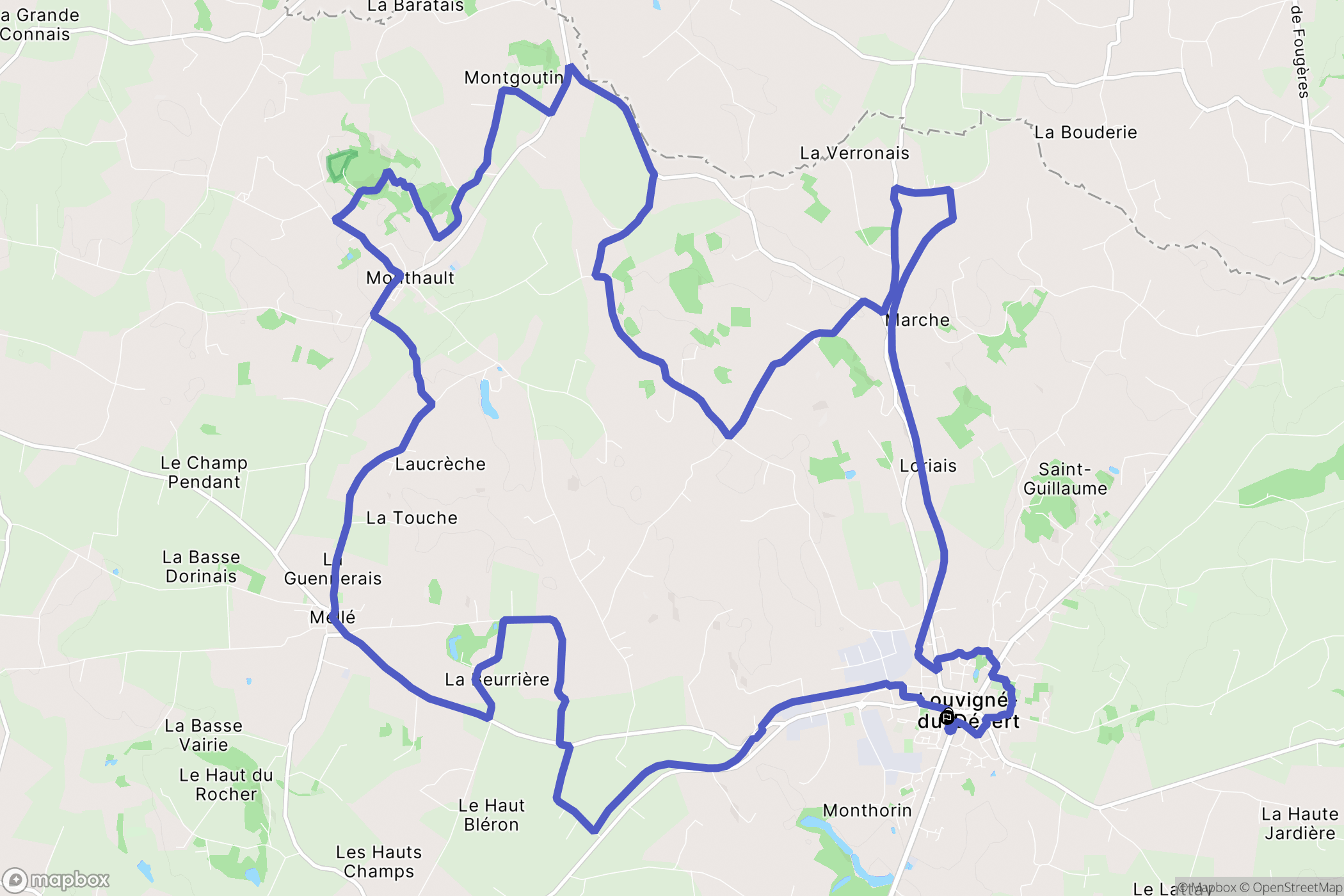 Louvigné-du-Désert : carte du parcours de randonnée - France