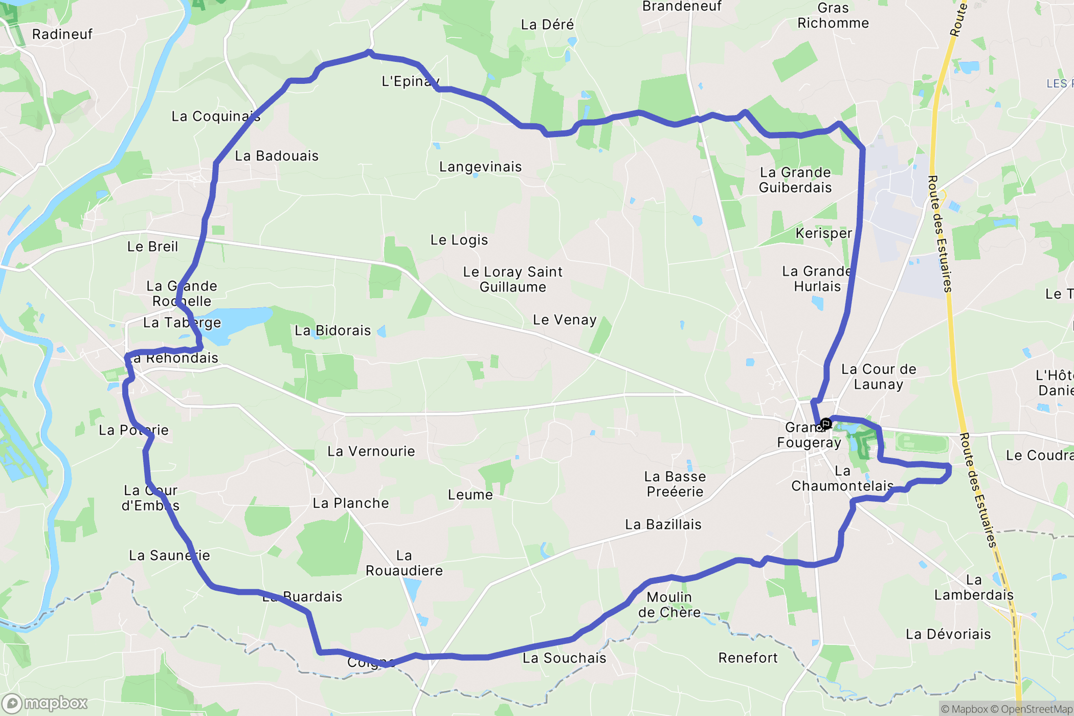 Grand-Fougeray : carte du parcours de randonnée - France