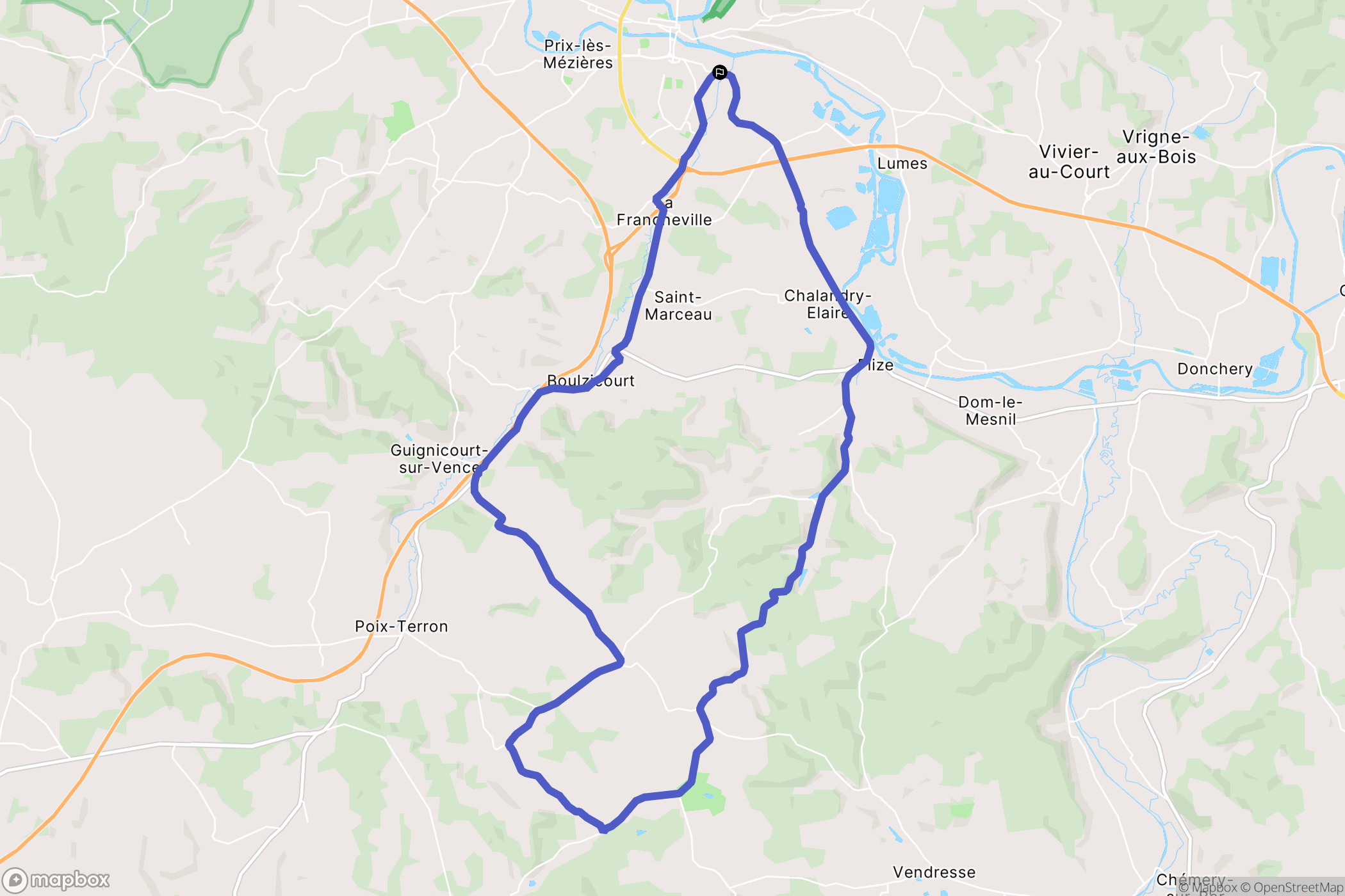 Charleville-Mézières : carte du parcours de randonnée - France