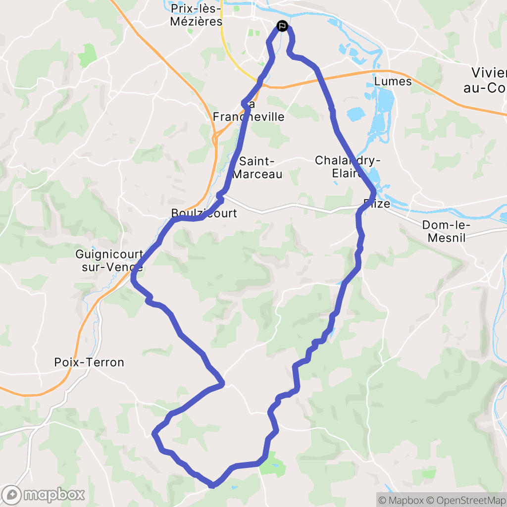 Charleville-Mézières : carte du parcours de randonnée - France