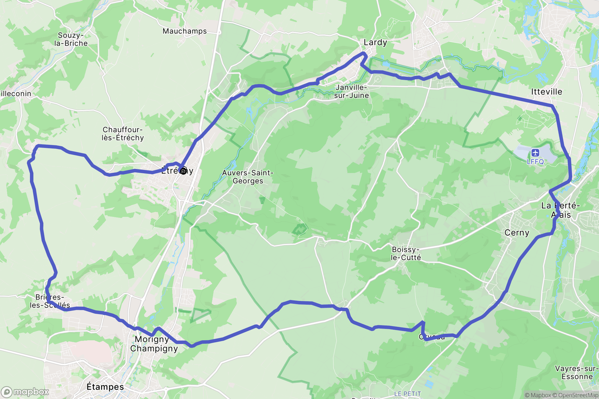 Etréchy : carte du parcours de randonnée - France