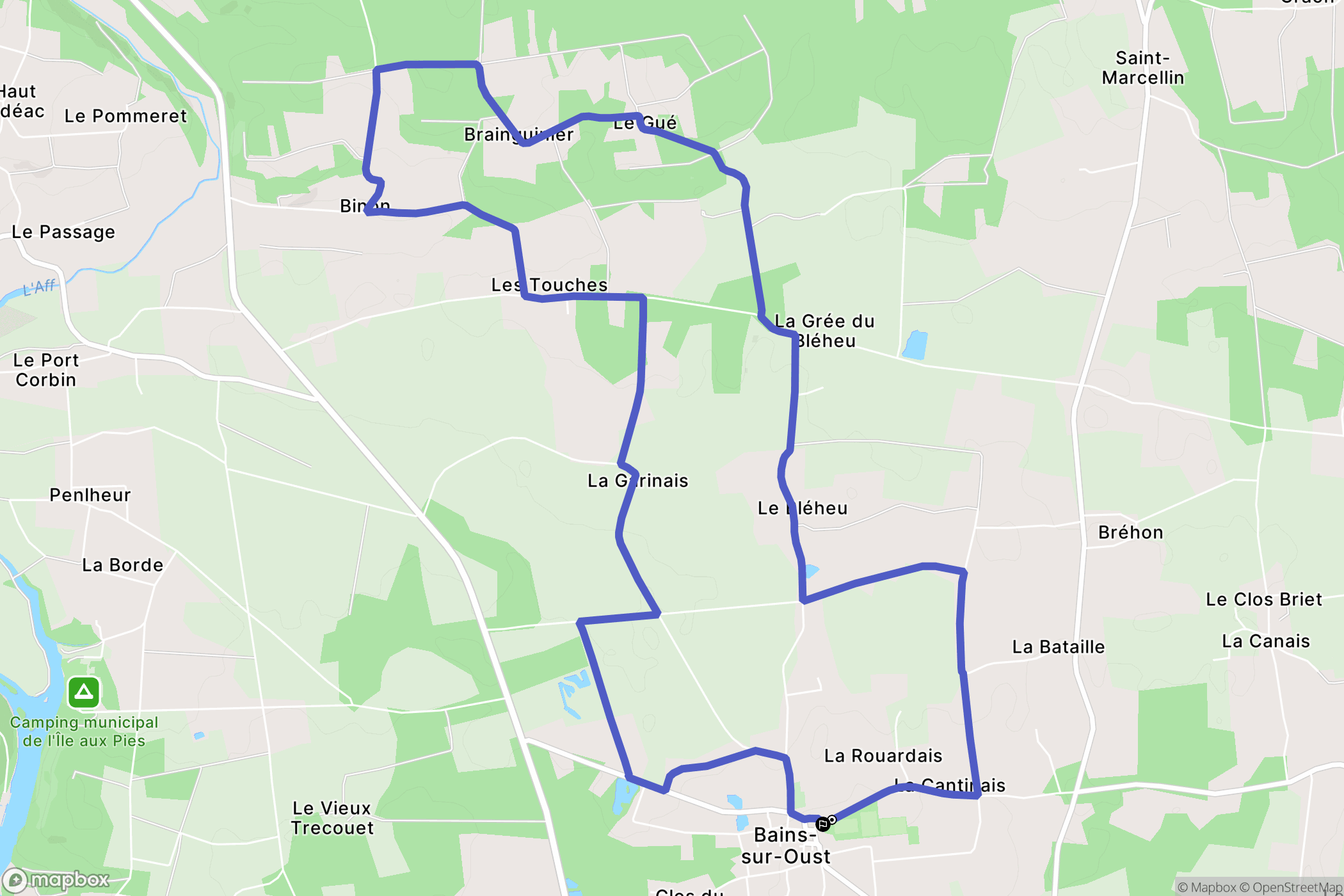 Bains-sur-Oust : carte du parcours de randonnée - France
