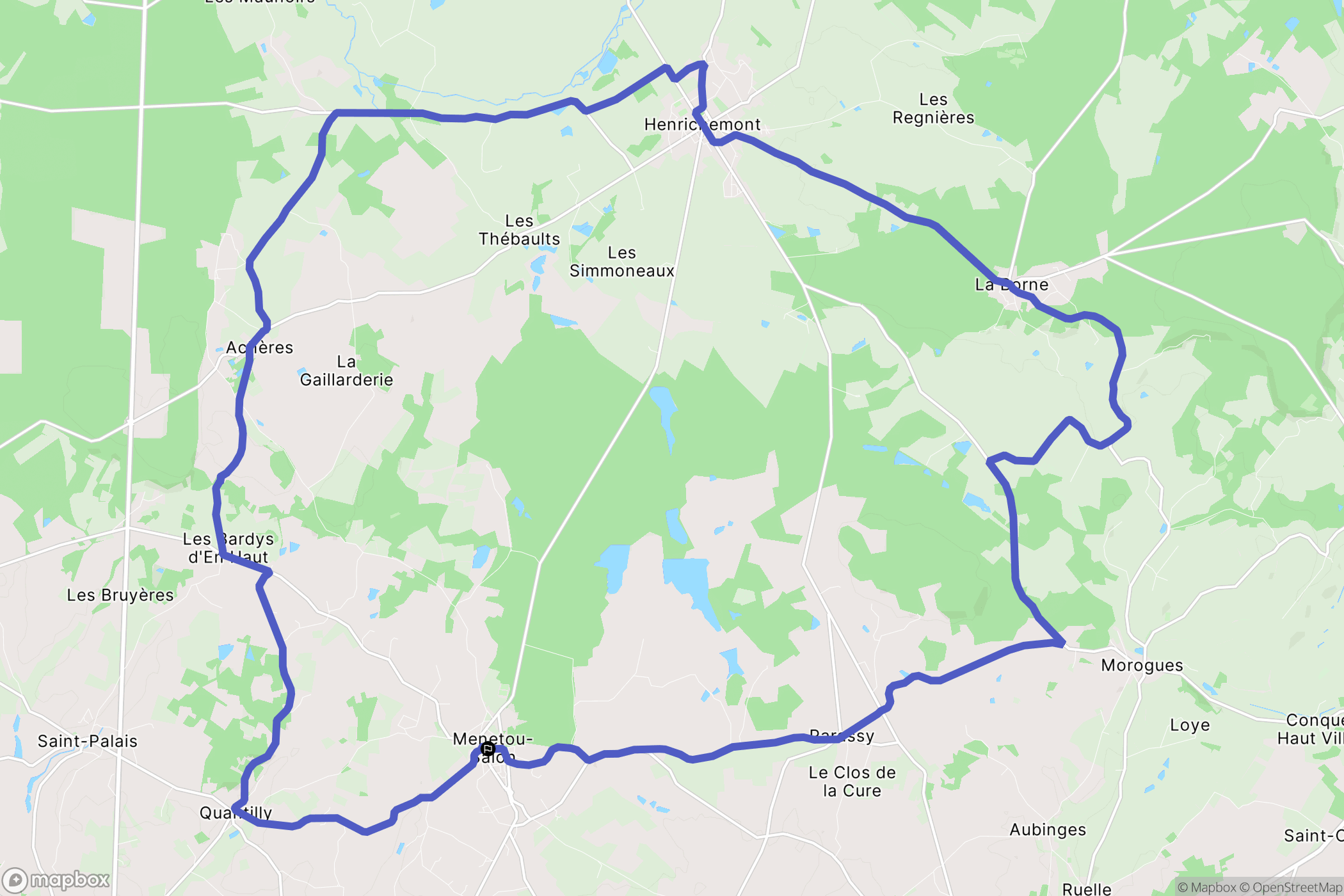 Menetou-Salon : carte du parcours de randonnée - France