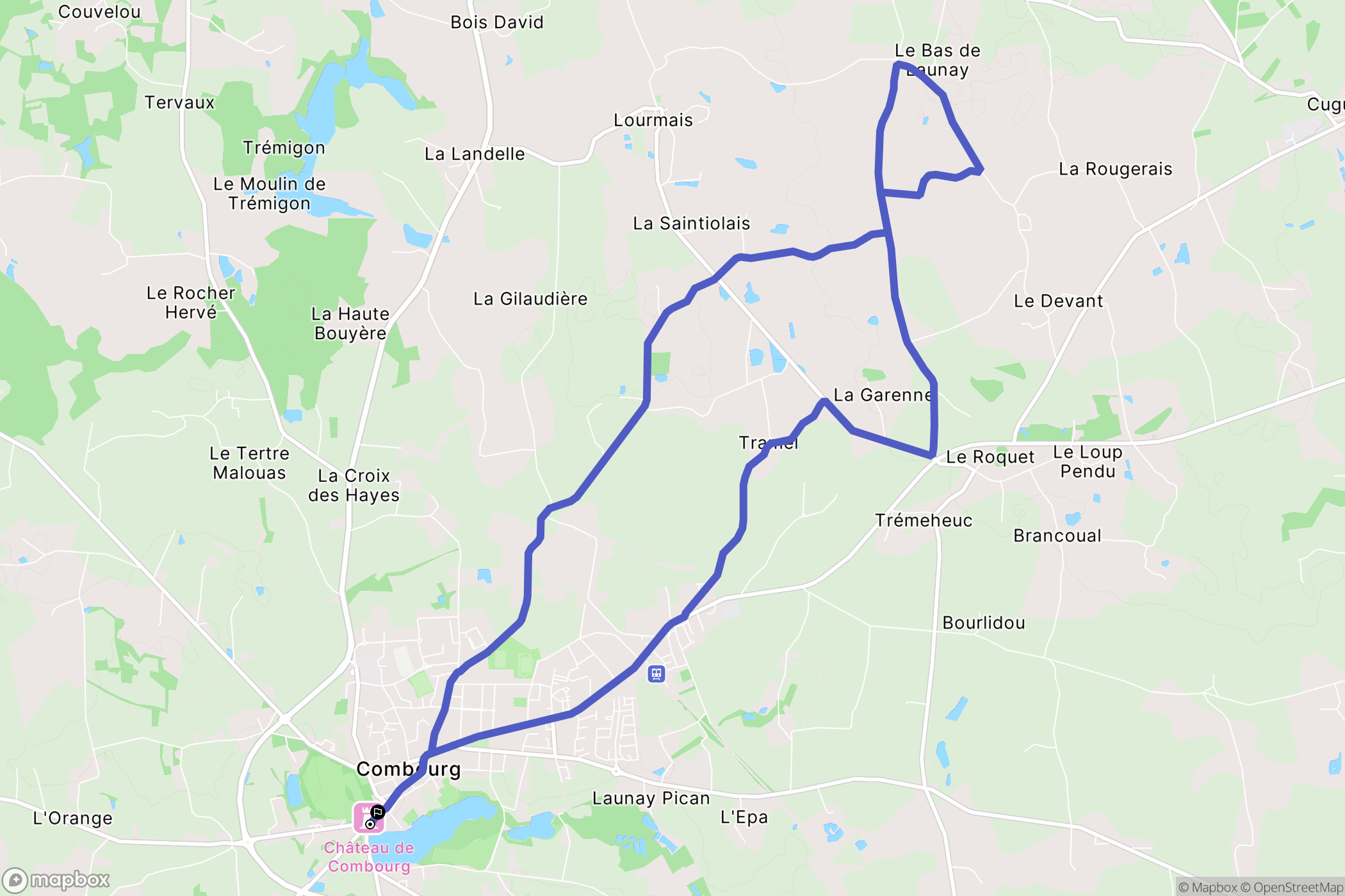 Combourg : carte du parcours de randonnée - France