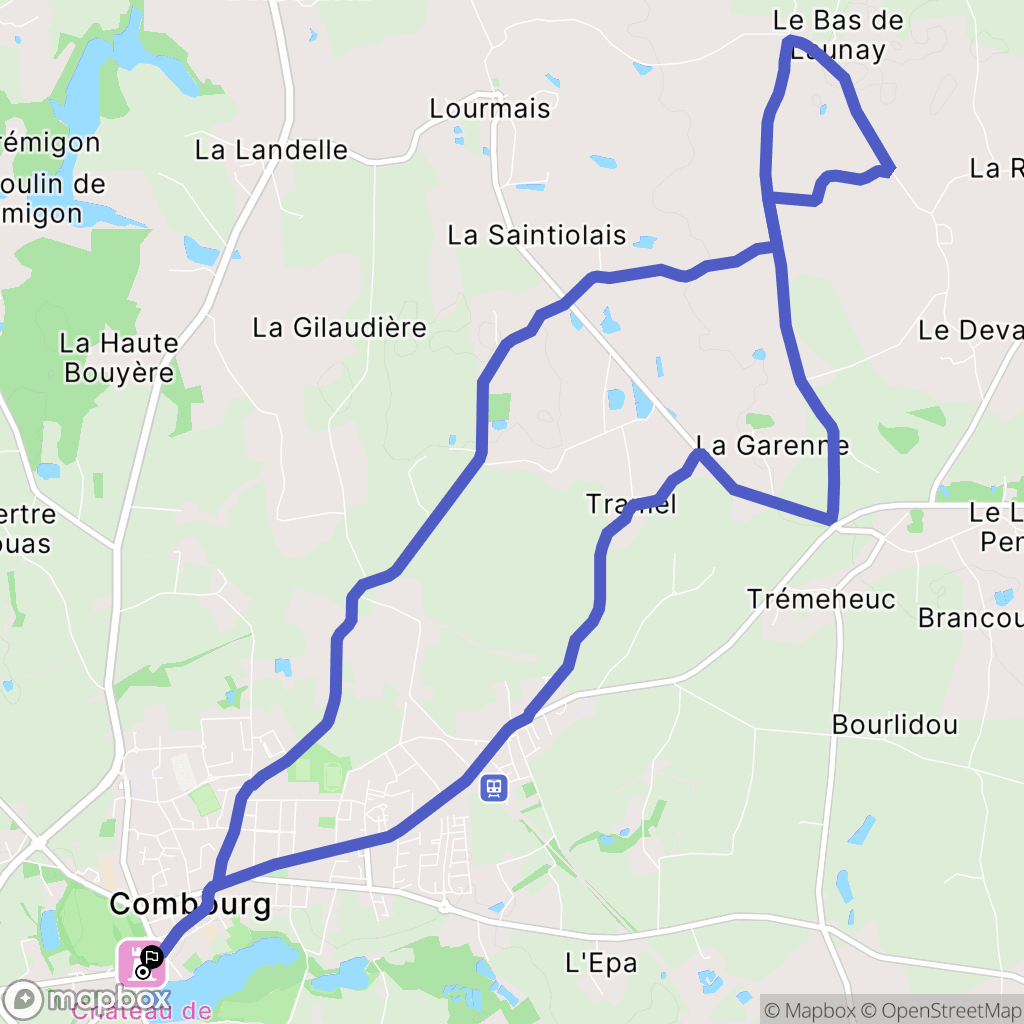 Combourg : carte du parcours de randonnée - France
