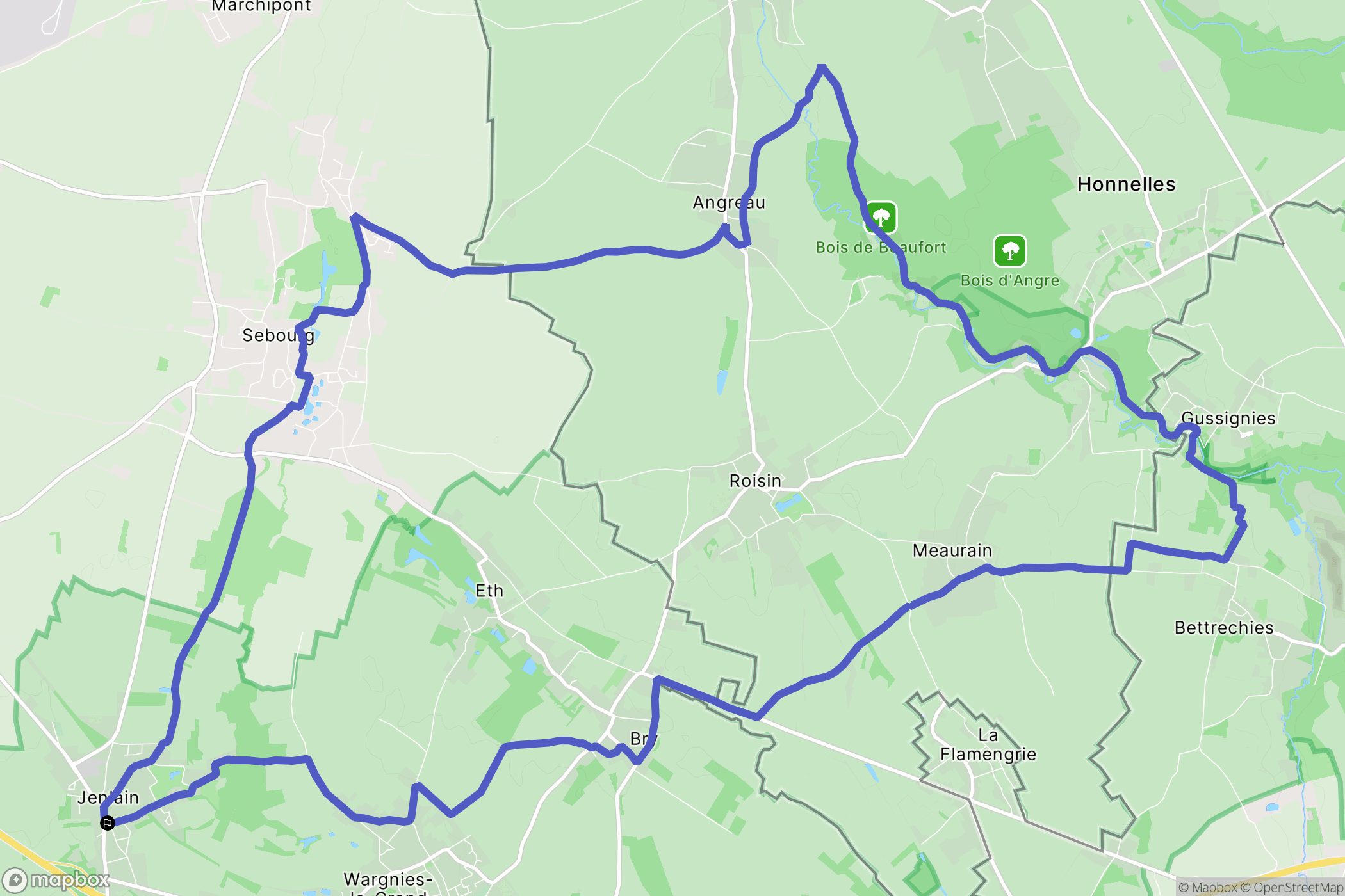 Jenlain : carte du parcours de randonnée - France
