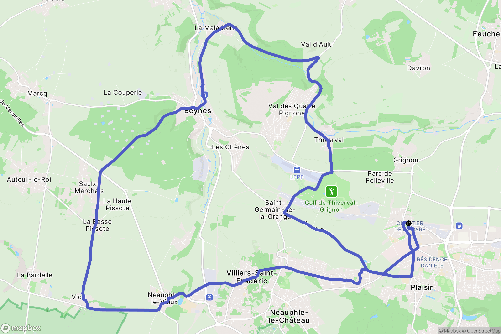 Plaisir : carte du parcours de randonnée - France