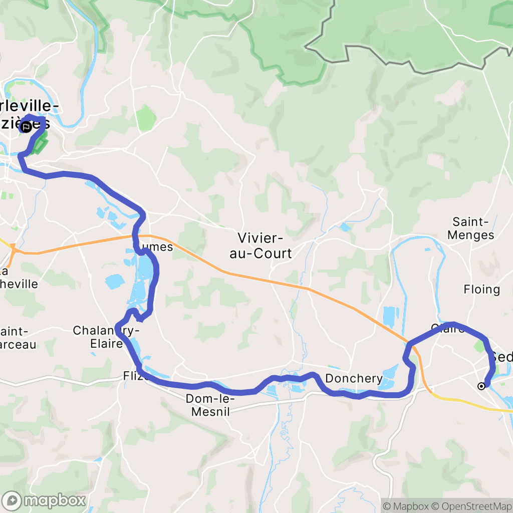 Sedan : carte du parcours de randonnée - France