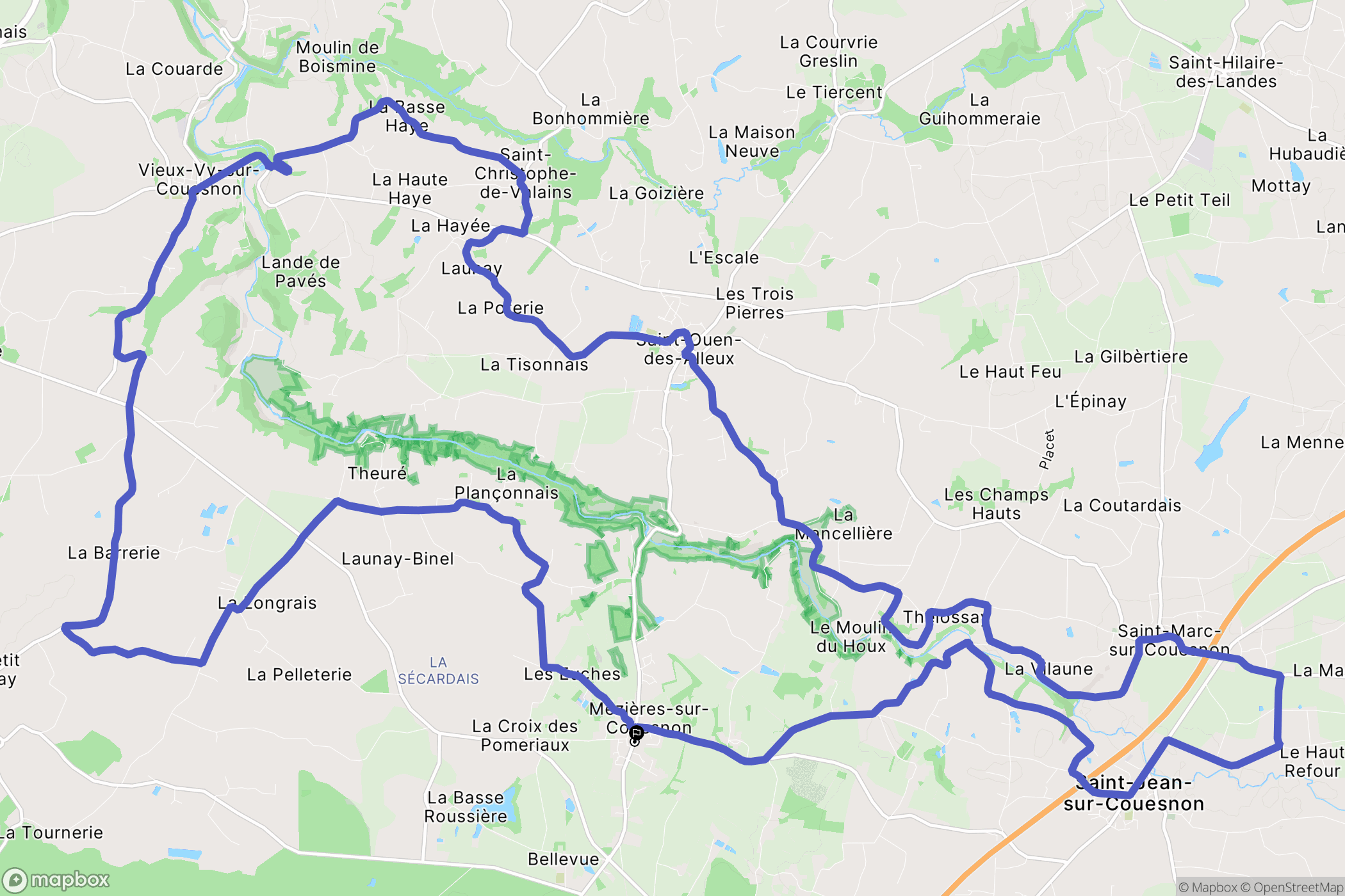 Mézières-sur-Couesnon : carte du parcours de randonnée - France