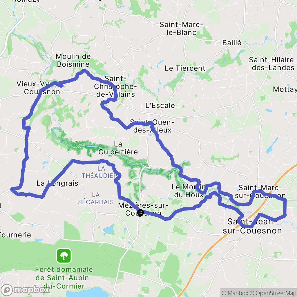 Mézières-sur-Couesnon : carte du parcours de randonnée - France