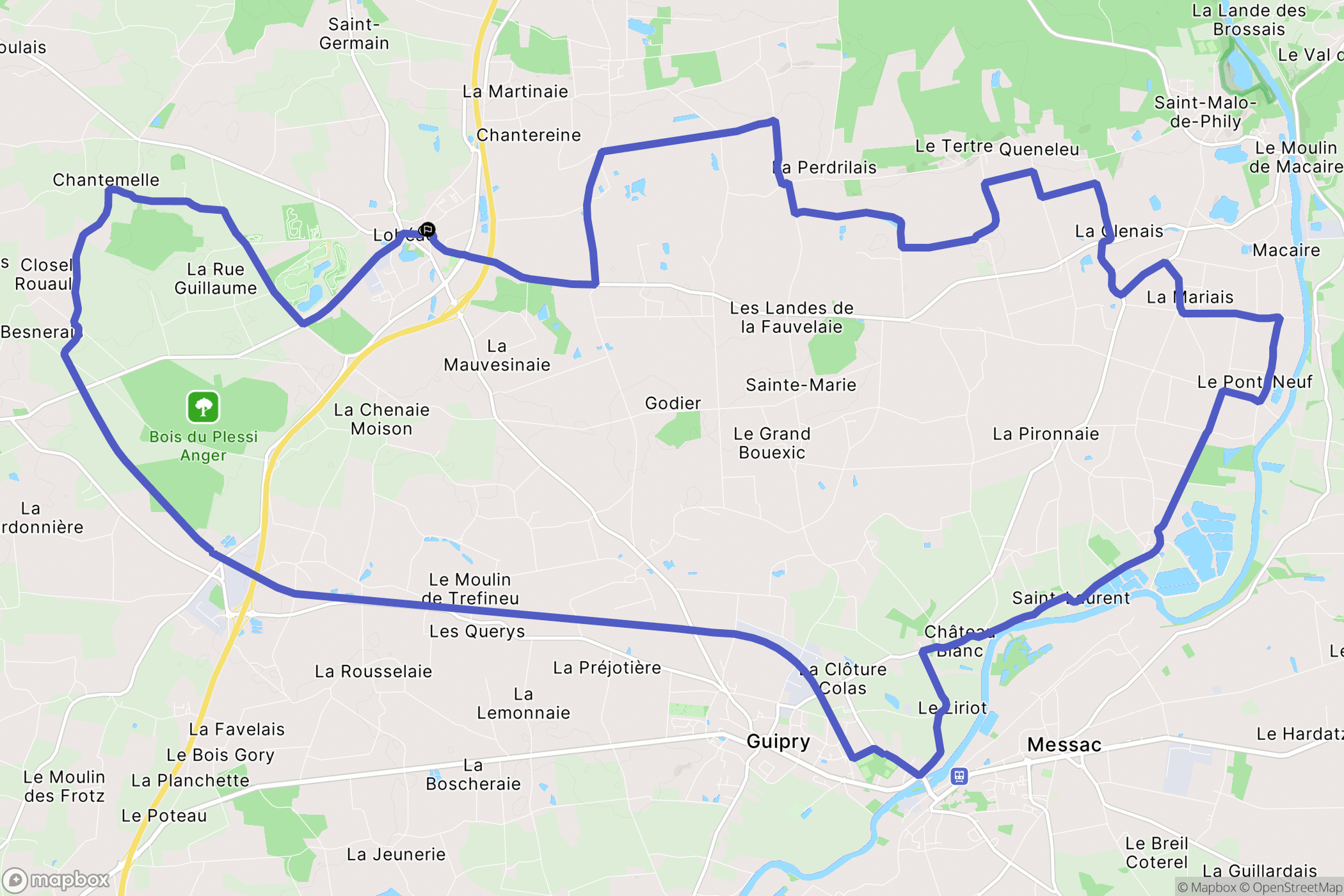 Lohéac : carte du parcours de randonnée - France