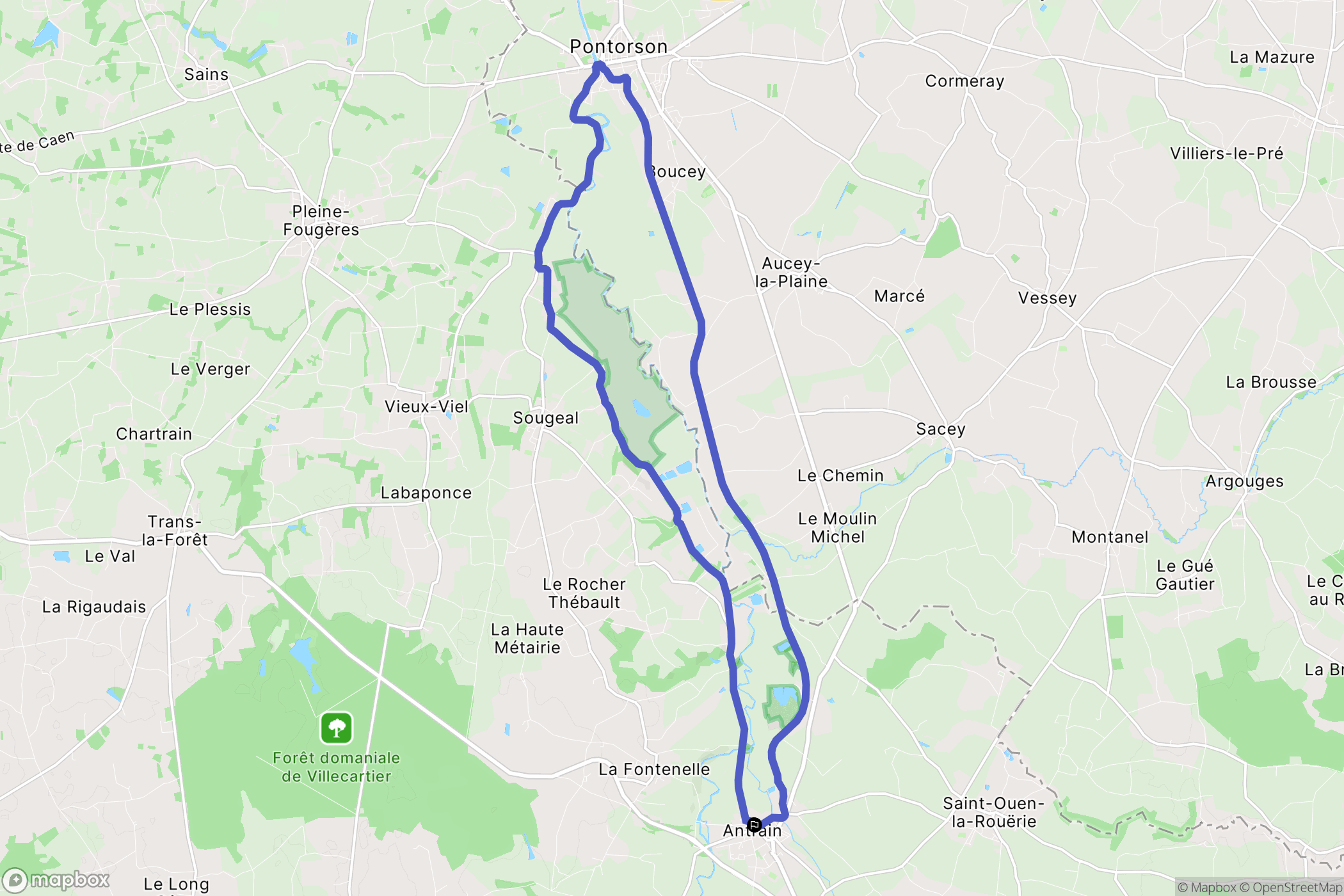 Antrain : carte du parcours de randonnée - France