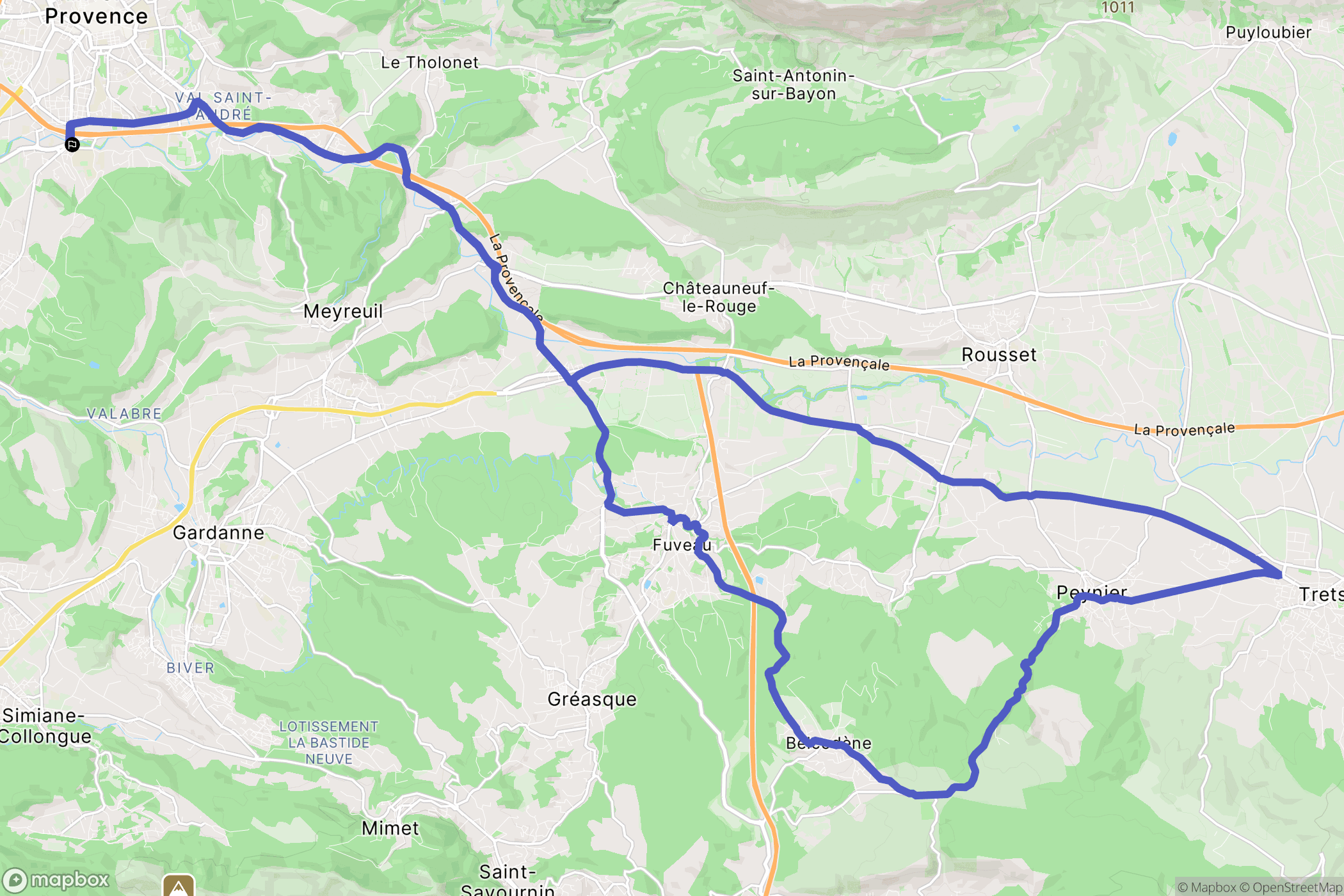 Aix-en-Provence : carte du parcours de randonnée - France