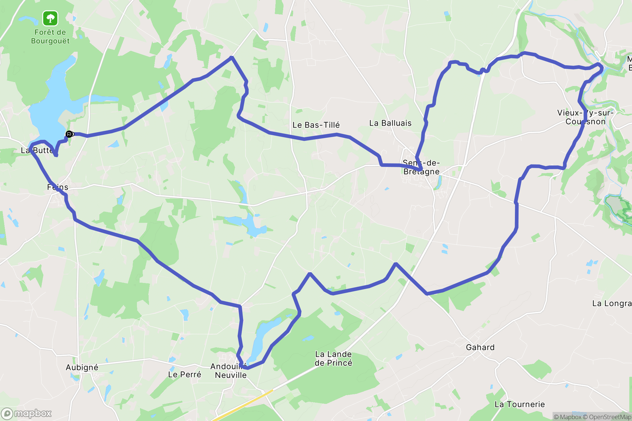 Feins : carte du parcours de randonnée - France