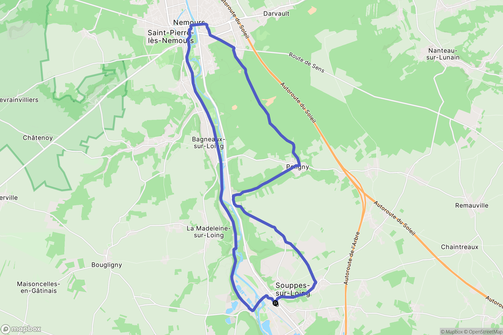 Souppes-sur-Loing : carte du parcours de randonnée - France