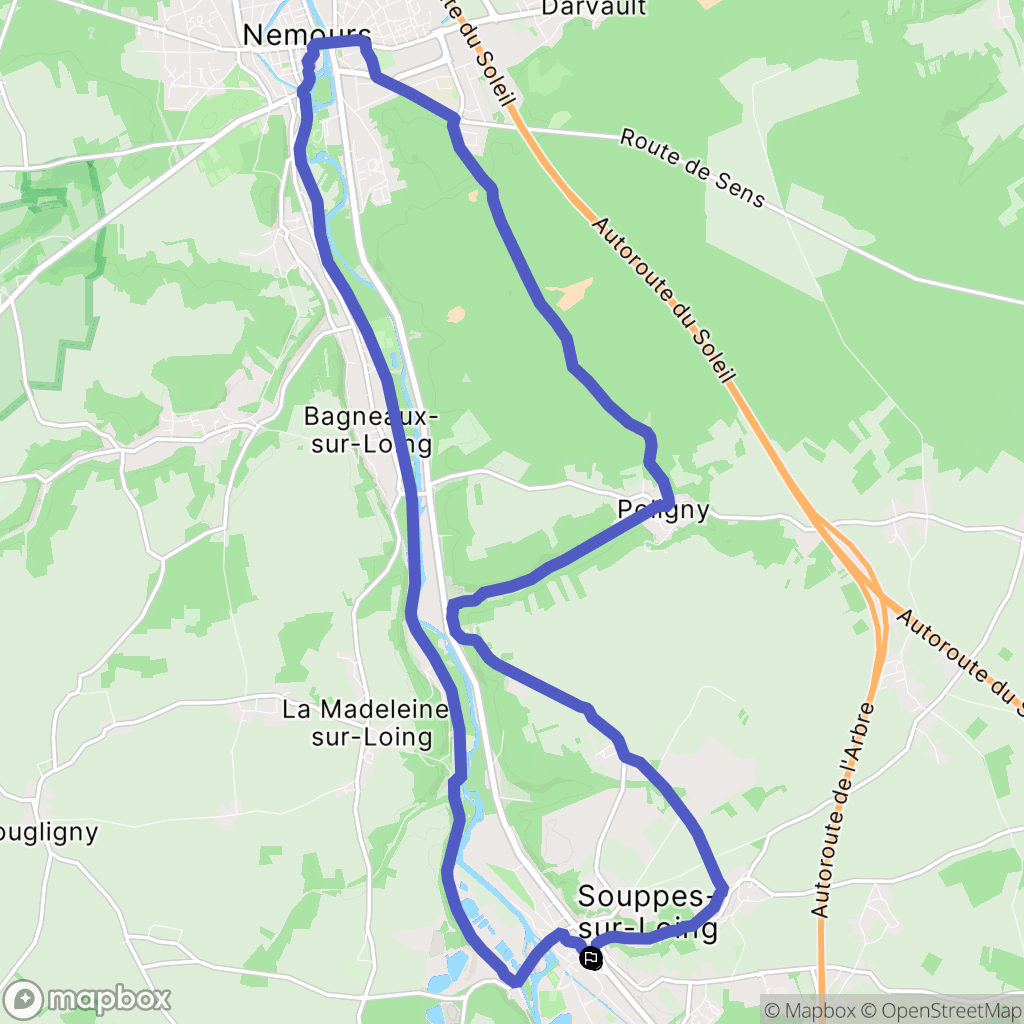 Souppes-sur-Loing : carte du parcours de randonnée - France
