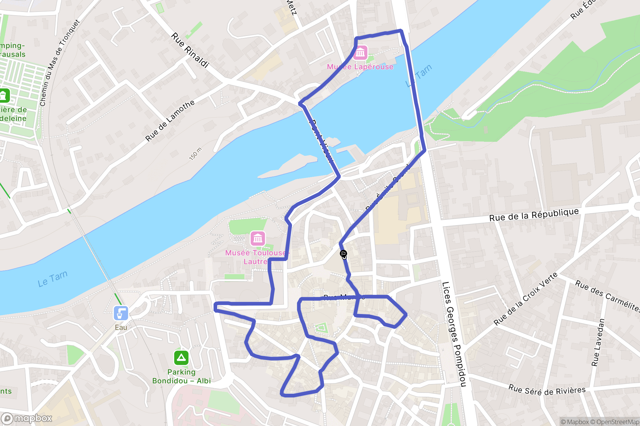 Albi : carte du parcours de randonnée - France
