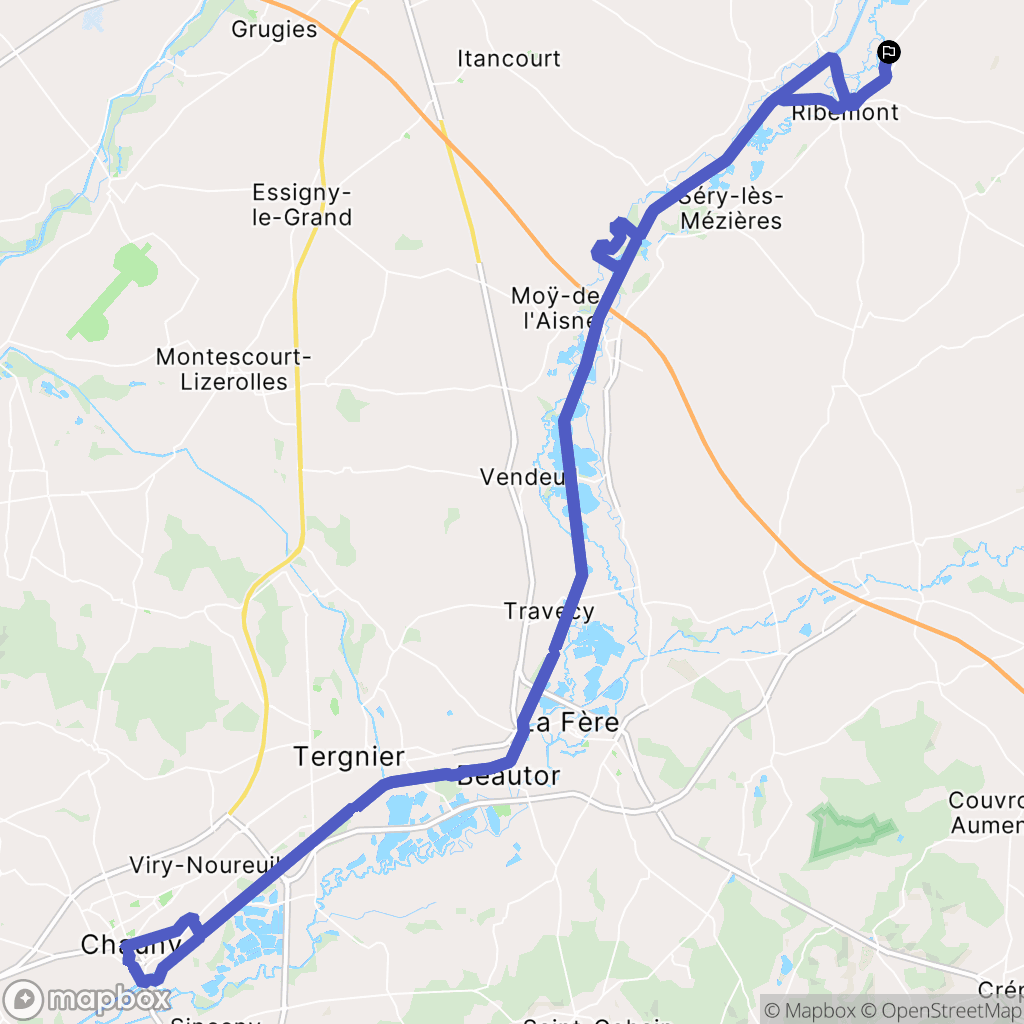 Ribemont : carte du parcours de randonnée - France