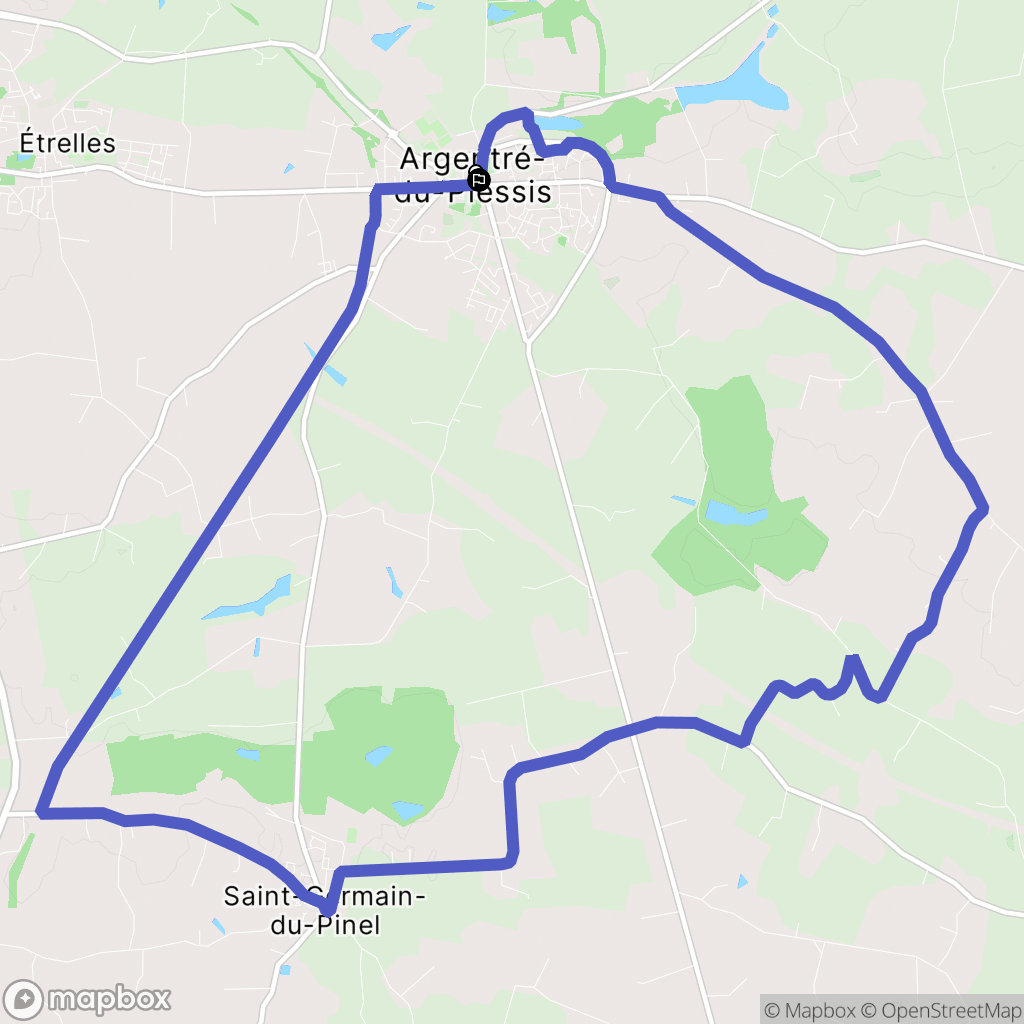 Argentré-du-Plessis : carte du parcours de randonnée - France