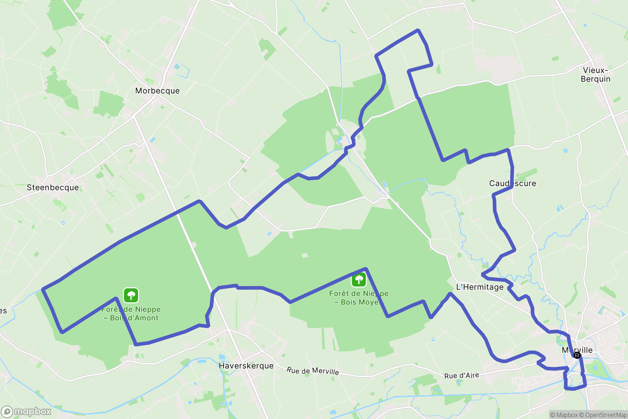Merville : carte du parcours de randonnée - France