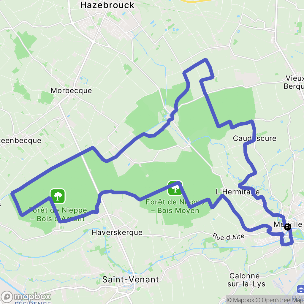 Merville : carte du parcours de randonnée - France
