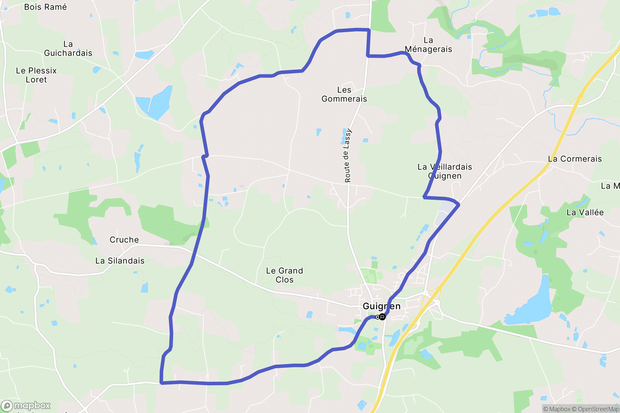 Guignen : carte du parcours de randonnée - France
