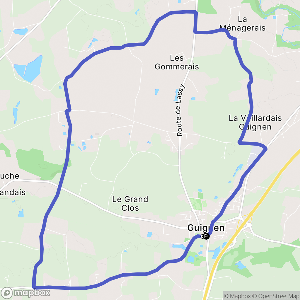Guignen : carte du parcours de randonnée - France