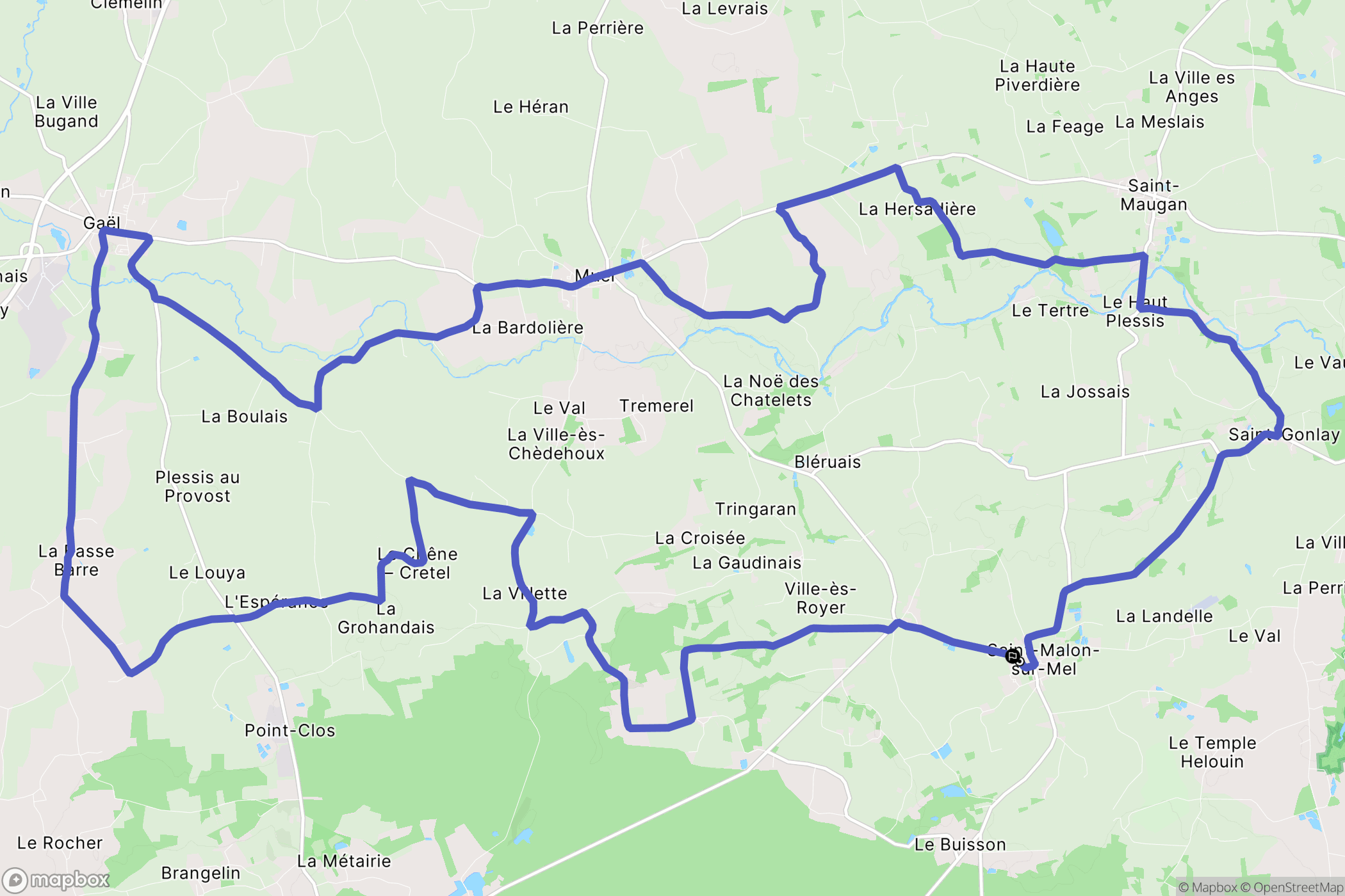 Saint-Malon-sur-Mel : carte du parcours de randonnée - France