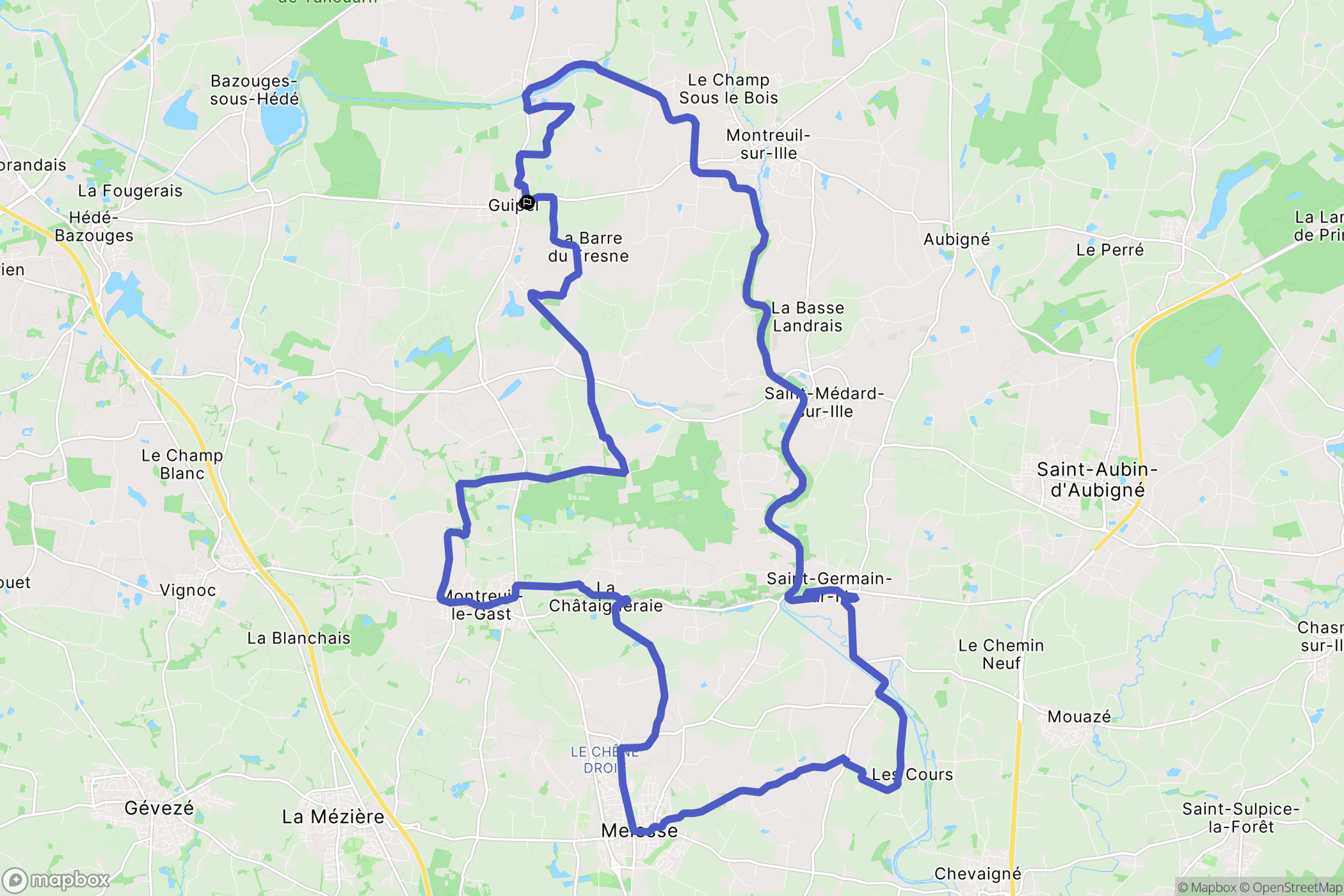 Guipel : carte du parcours de randonnée - France