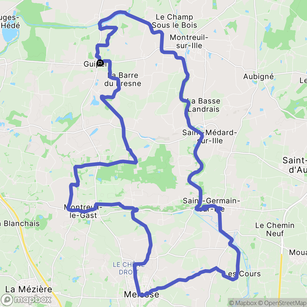 Guipel : carte du parcours de randonnée - France