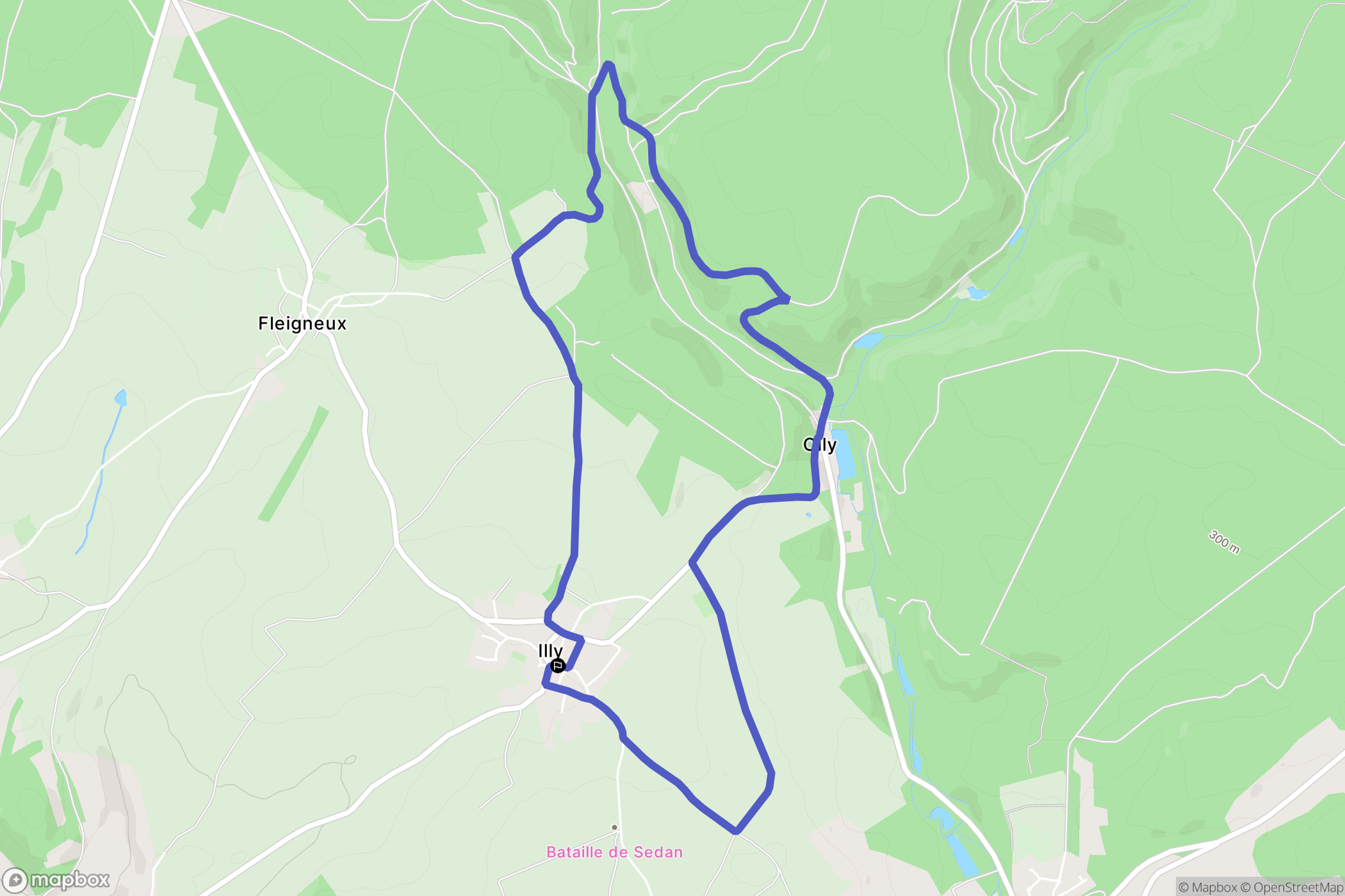 Illy : carte du parcours de randonnée - France