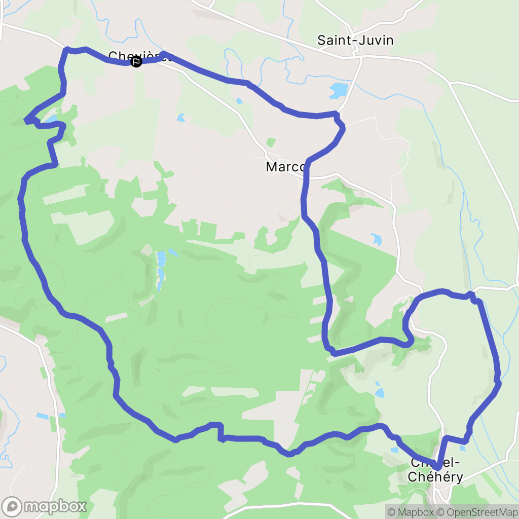 Chevières : carte du parcours de randonnée - France