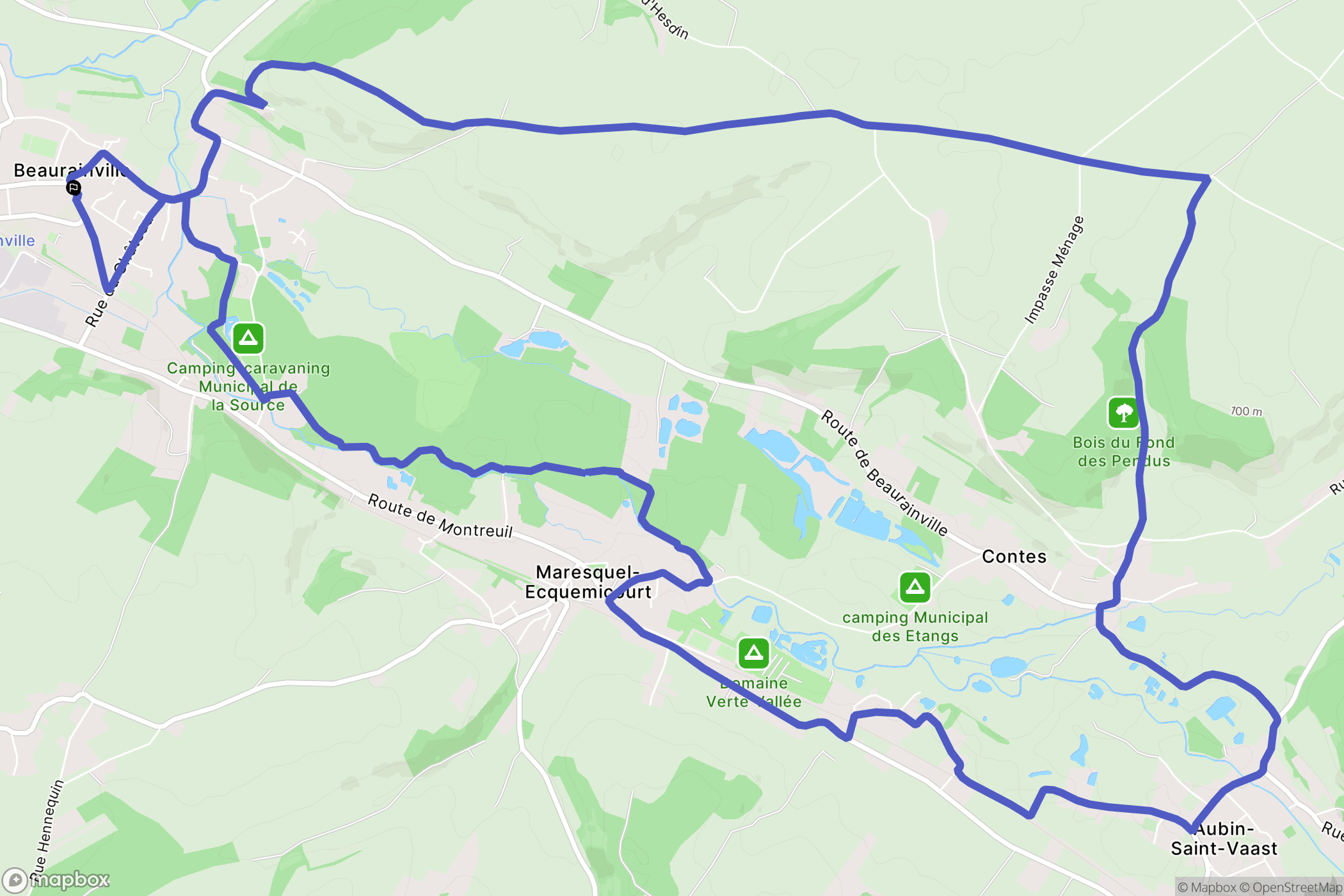 Beaurainville : carte du parcours de randonnée - France