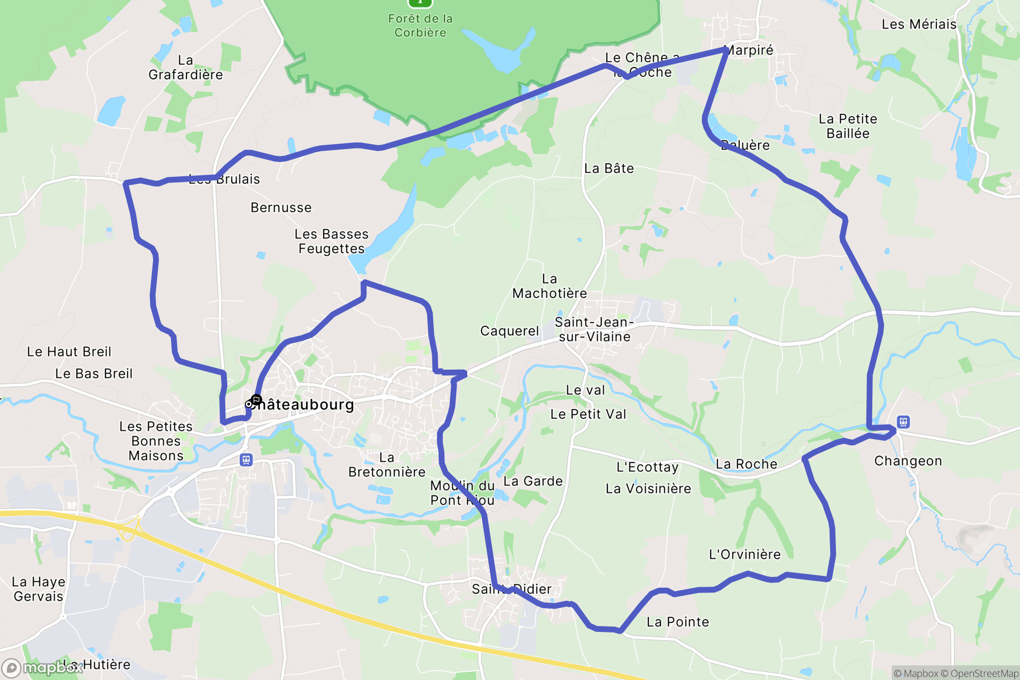 Châteaubourg : carte du parcours de randonnée - France