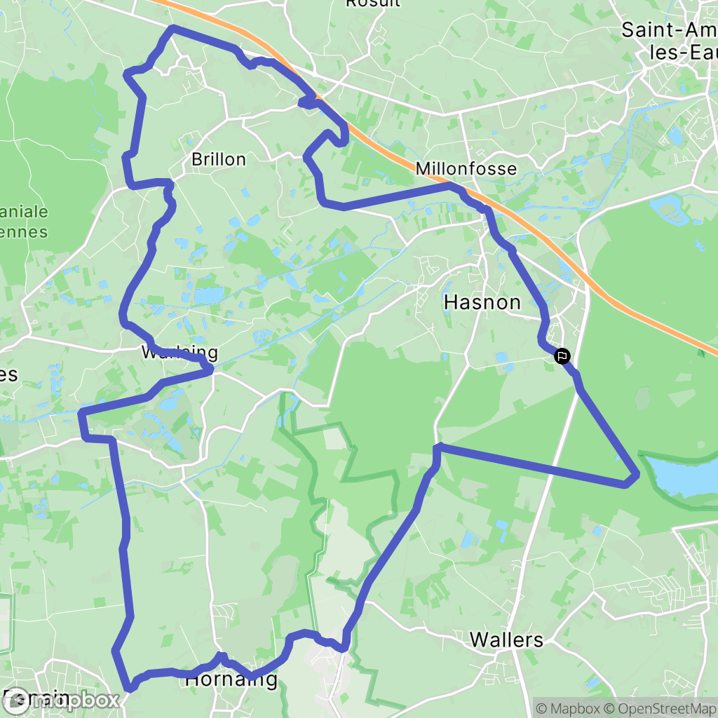 Hasnon : carte du parcours de randonnée - France