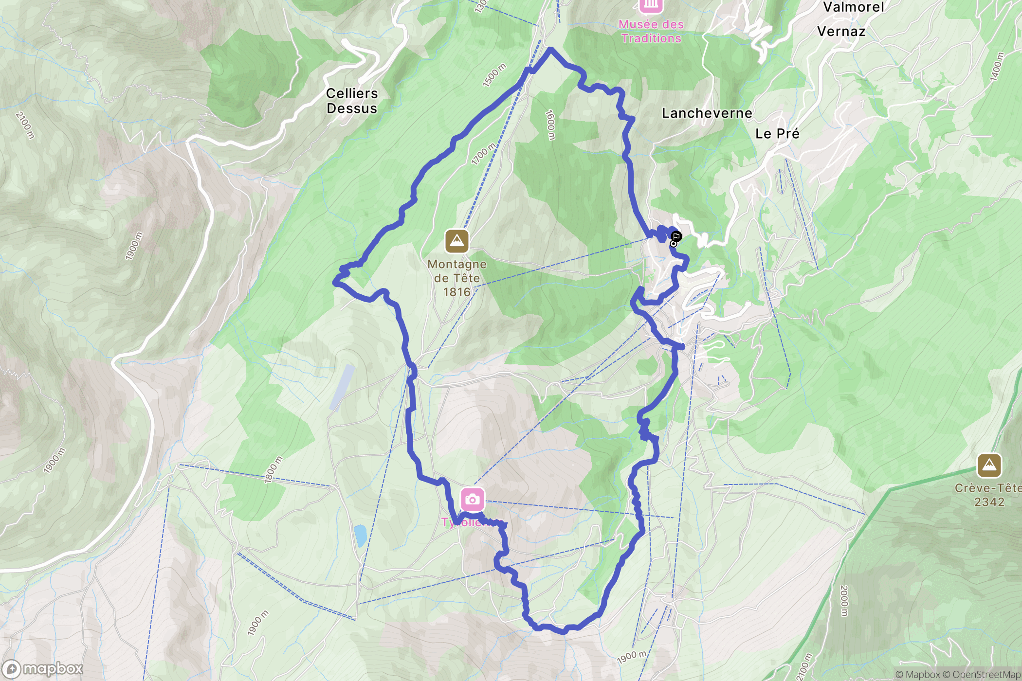Les Avanchers-Valmorel : carte du parcours de randonnée - France