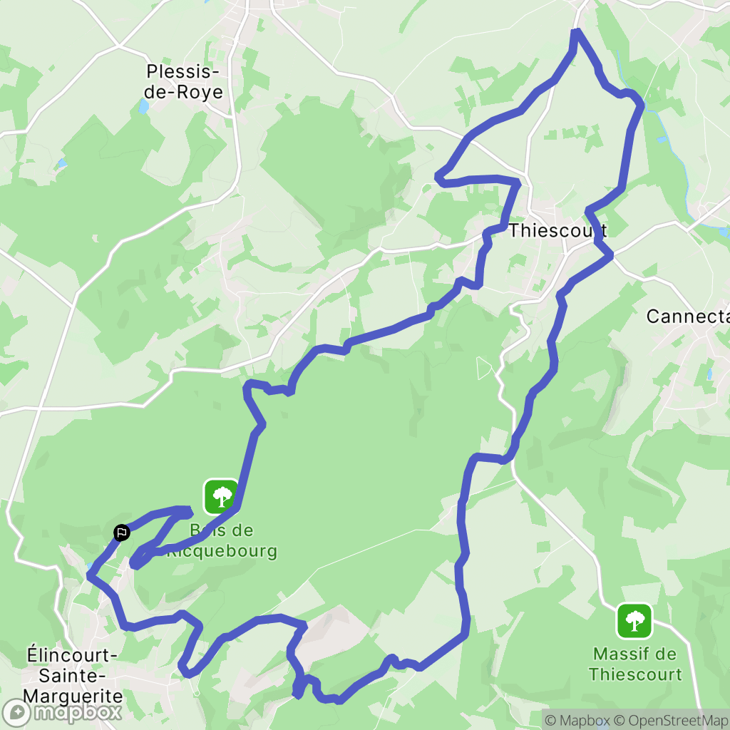 Élincourt-Sainte-Marguerite : carte du parcours de randonnée - France