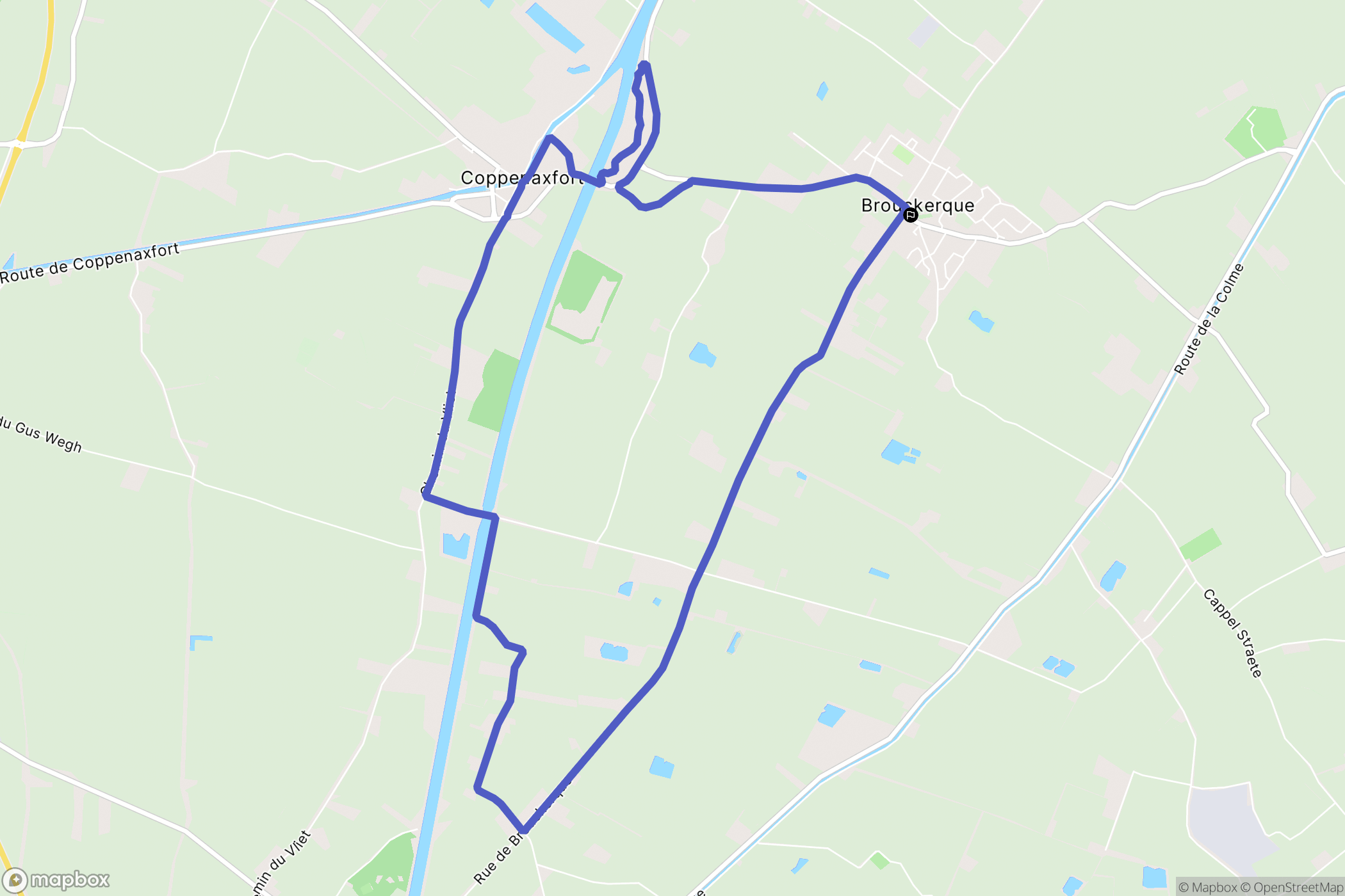 Brouckerque : carte du parcours de randonnée - France