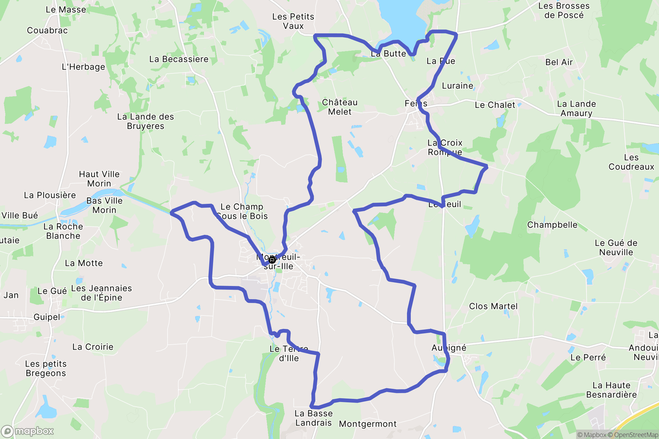 Montreuil-sur-Ille : carte du parcours de randonnée - France