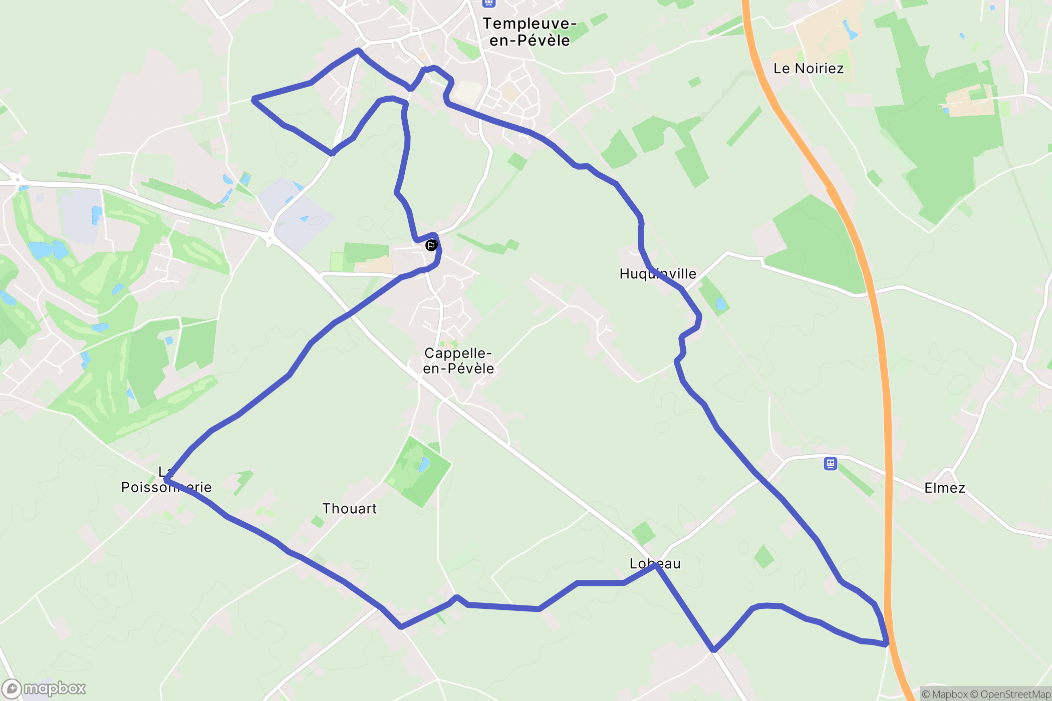 Cappelle-en-Pévèle : carte du parcours de randonnée - France