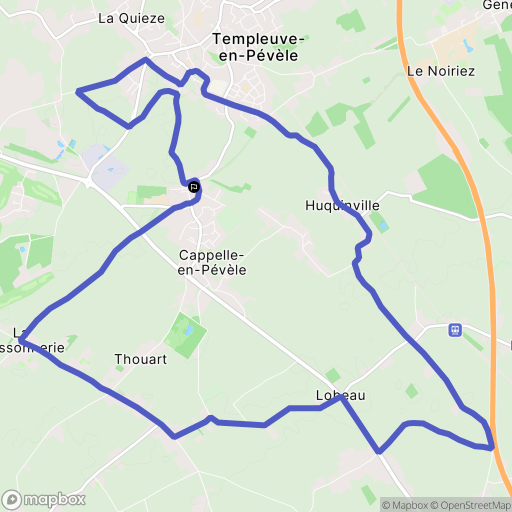 Cappelle-en-Pévèle : carte du parcours de randonnée - France