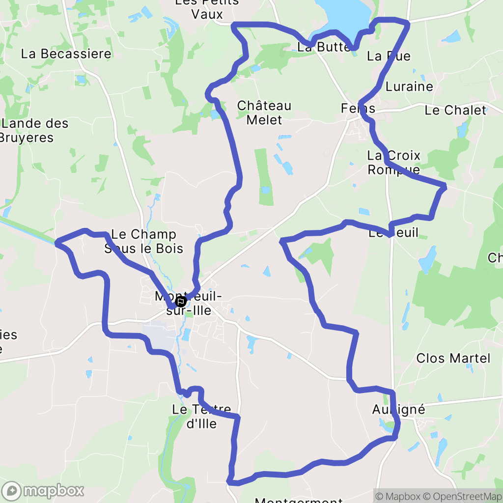 Montreuil-sur-Ille : carte du parcours de randonnée - France