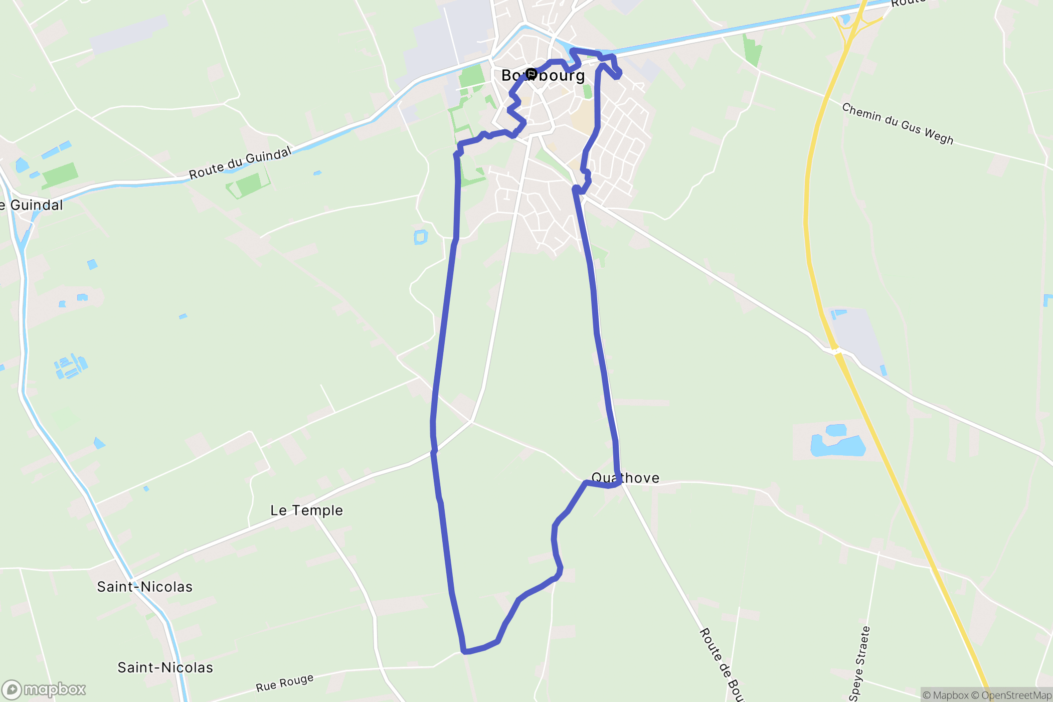 Bourbourg : carte du parcours de randonnée - France
