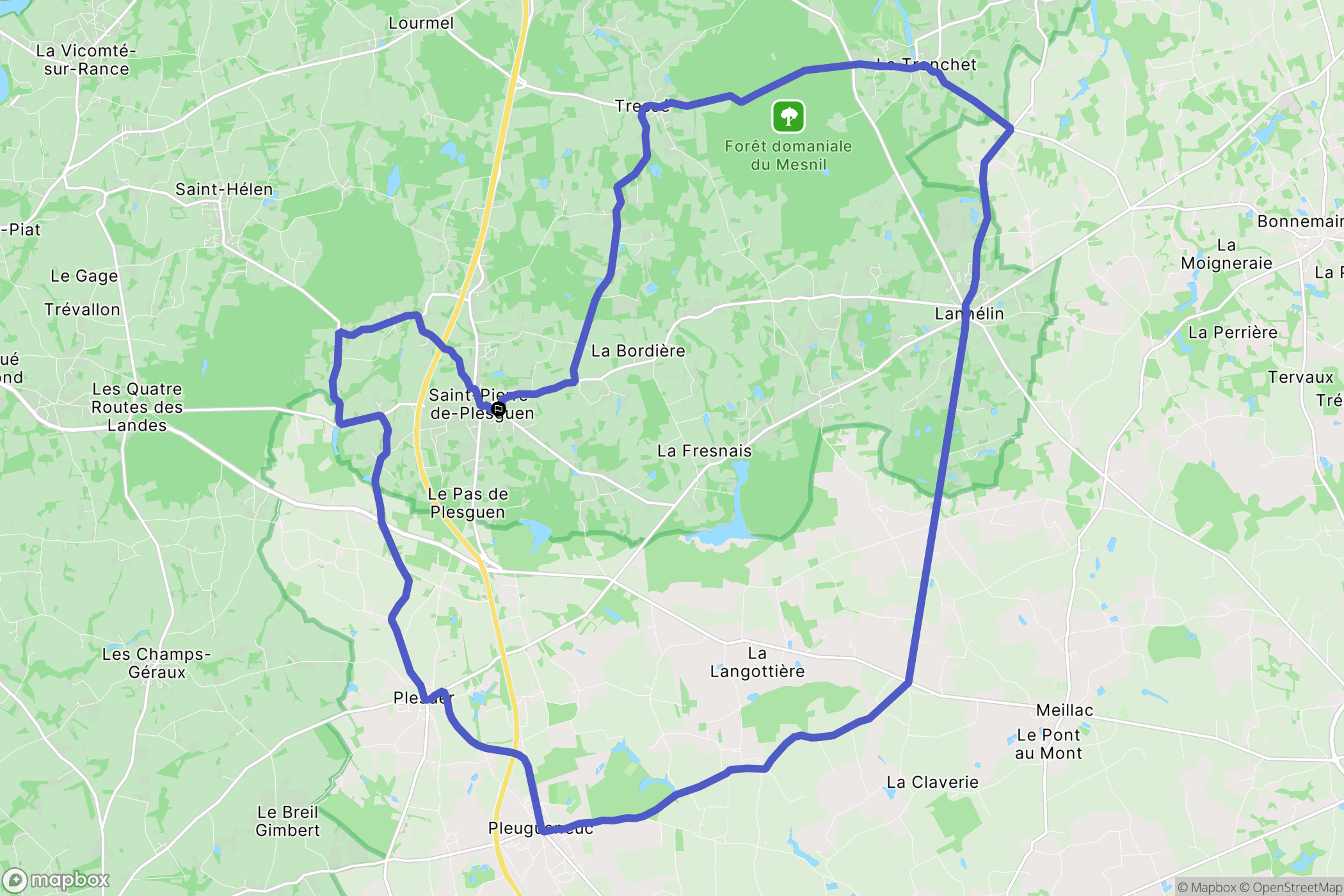 Saint-Pierre-de-Plesguen (Mesnil-Roc'h) : carte du parcours de randonnée - France